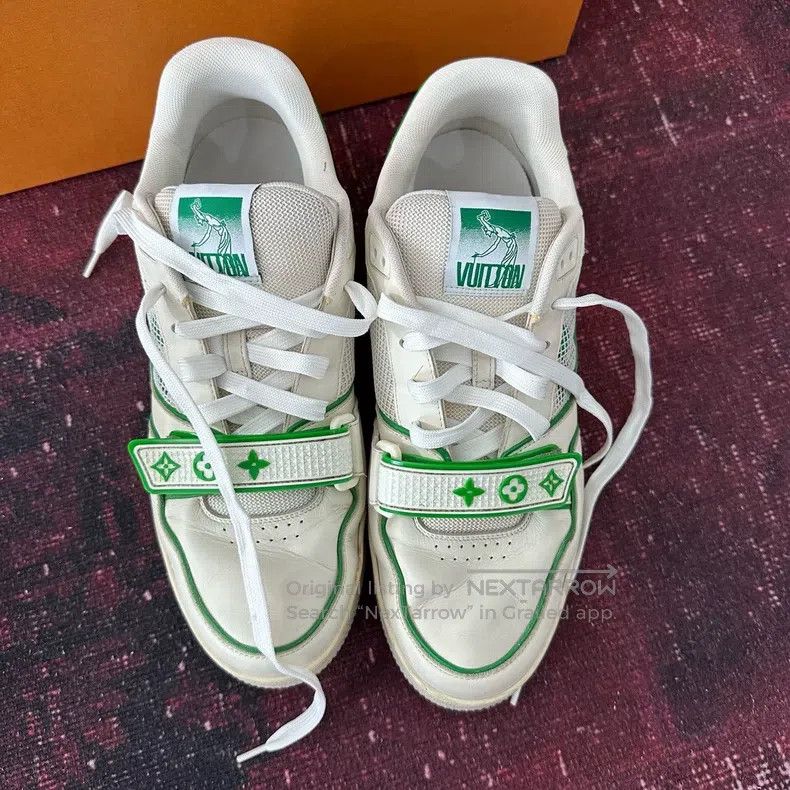 Louis Vuitton Louis Vuitton White and green velcro trainer board shoes Size US 8.5 / EU 41-42 - 2 Thumbnail