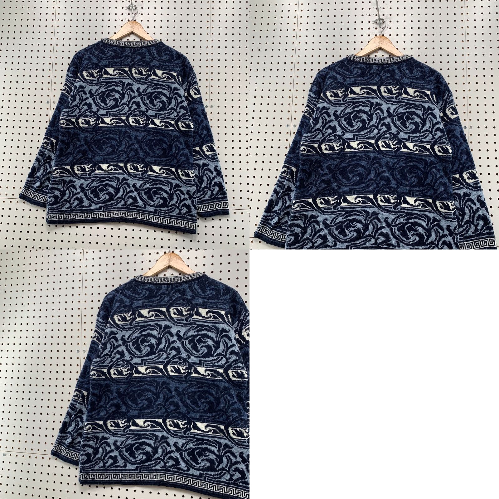 Vintage VINTAGE JJ Poole Knit Sweater Mens Medium Blue Paisley Acrylic Pullover USA Size US M / EU 48-50 / 2 - 9 Thumbnail