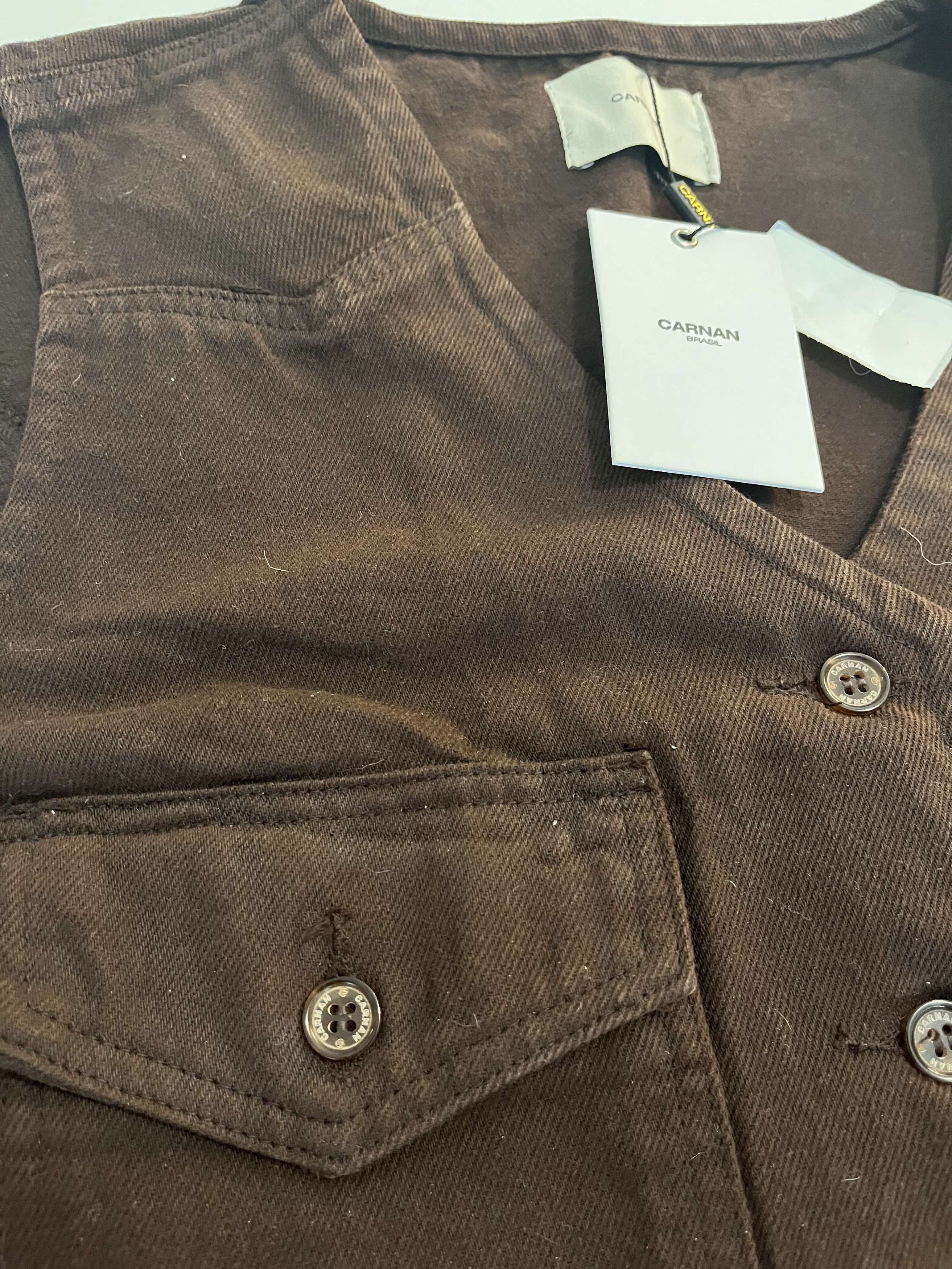 Other Carnan - Workwear Washed Brown Twill Vest Size 40R - 2 Thumbnail