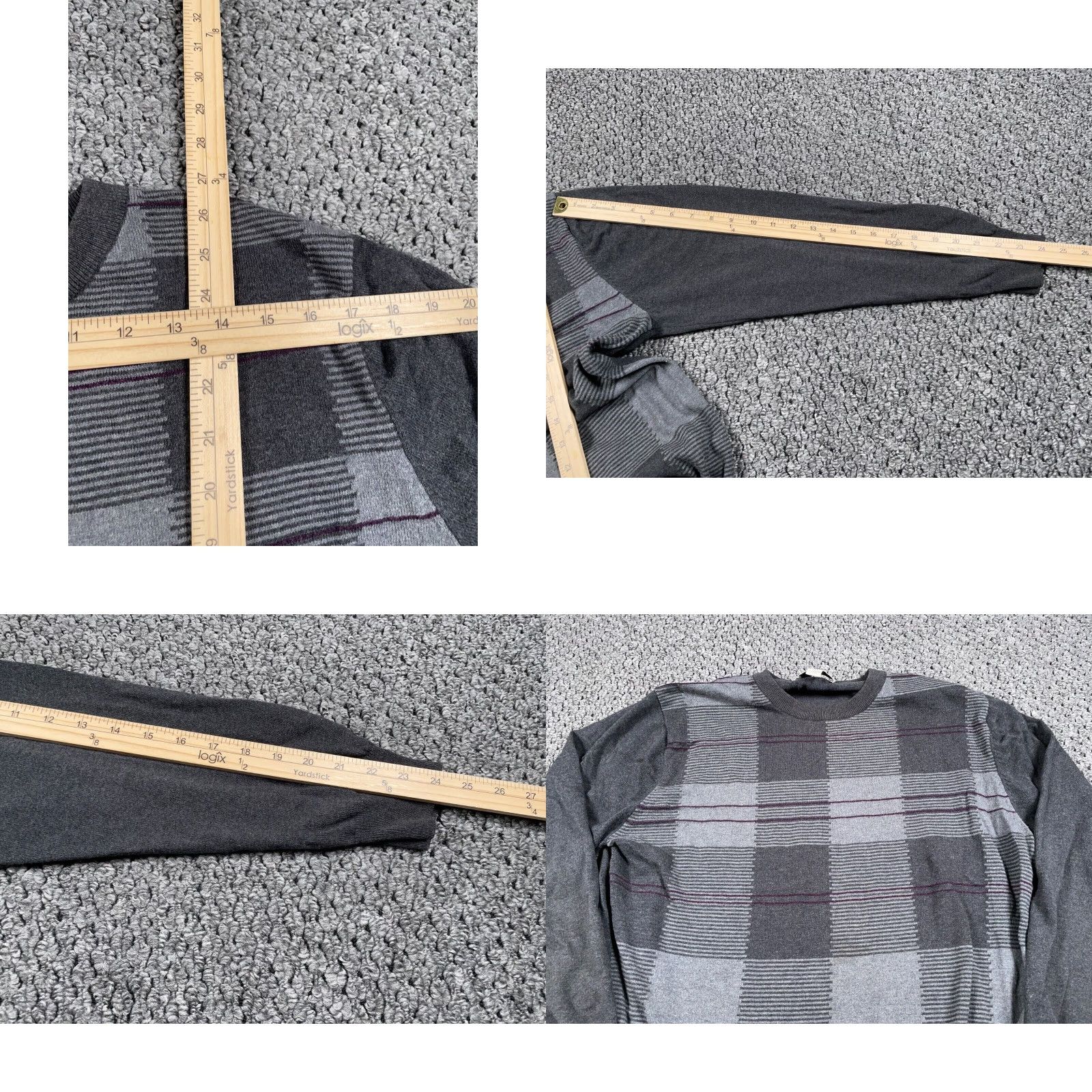 Pronto Uomo Pronto Uomo Sweater Adult XL Tall Dark Gray Cashmere Blend Check Pattern Crew Neck Lightweight Pullover Mens Size US XL / EU 56 / 4 - 8 Thumbnail