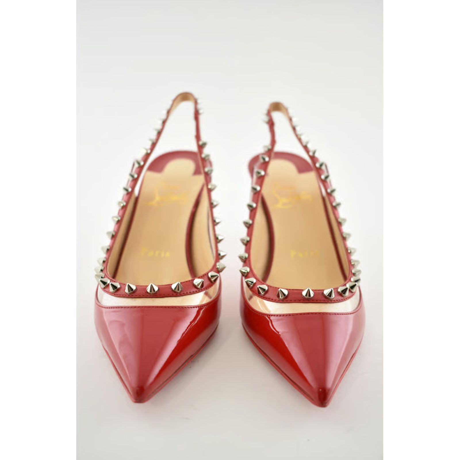 Christian Louboutin Christian Louboutin Brigadine 70 Red Patent PVC Slingback Size US 8.5 / IT 38.5 - 3 Thumbnail