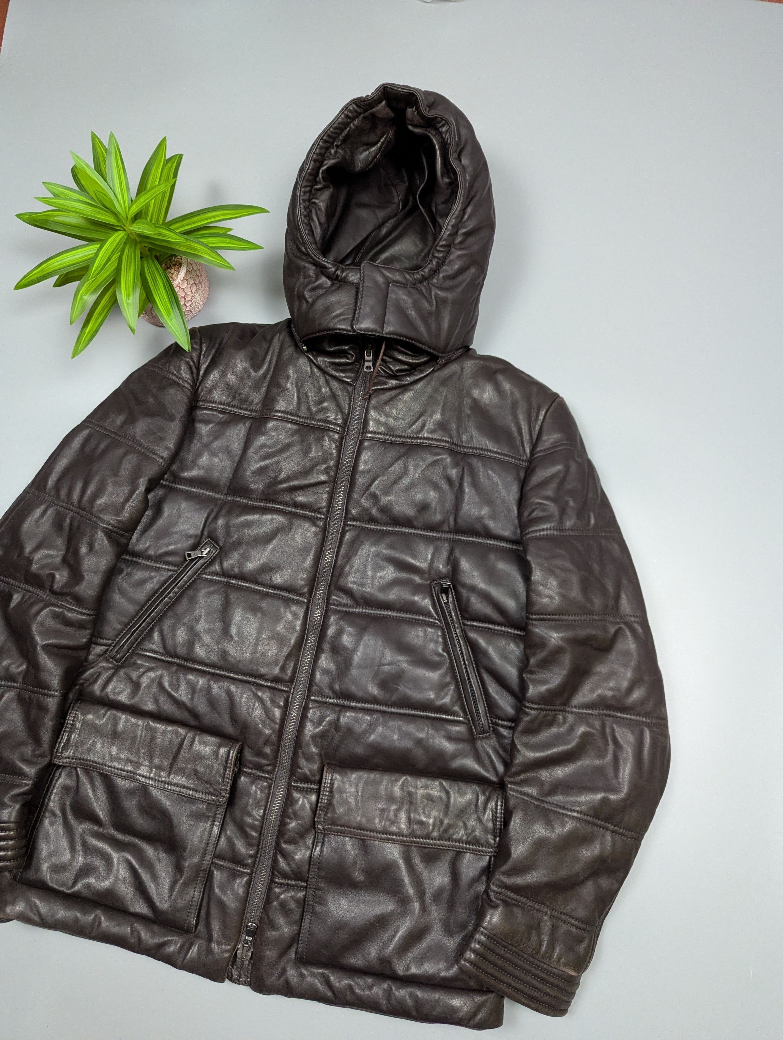 Hackett Hackett London Vintage Lambskin Leather Puffer Jacket Size M Size US M / EU 48-50 / 2 - 2 Thumbnail
