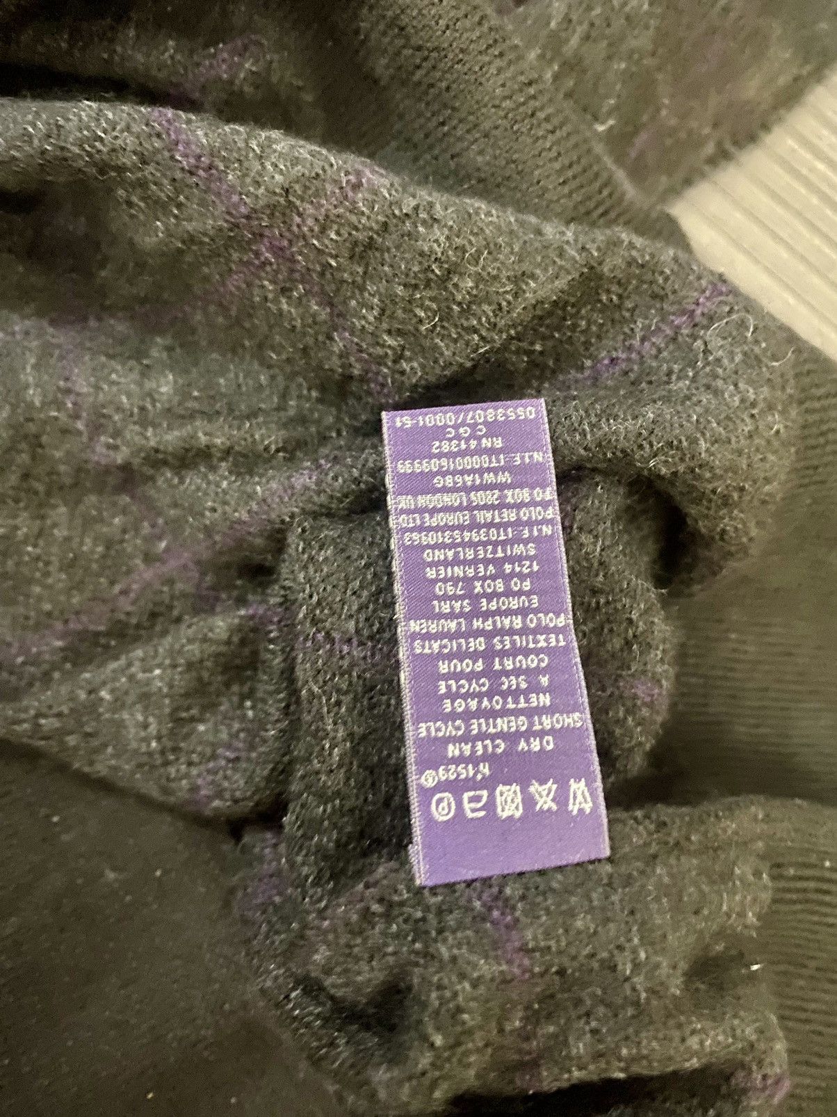 Ralph Lauren Purple Label RL Purple Label 🇮🇹 Black/Purple Check Cashmere V-neck XXL NWT Size US XXL / EU 58 / 5 - 8 Thumbnail