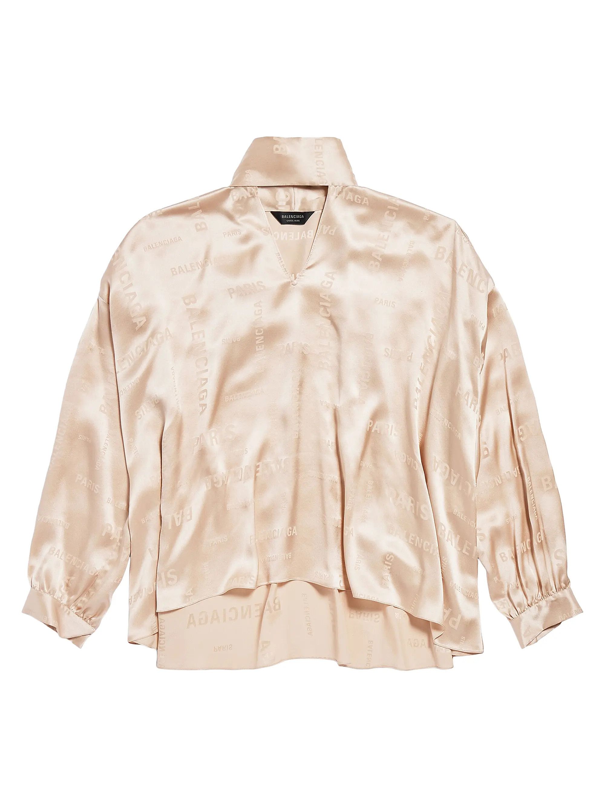 Balenciaga oc11z0825 Bal Paris Allover Vareuse Oversized Blouse Beige Size M / US 6-8 / IT 42-44 - 1 Thumbnail