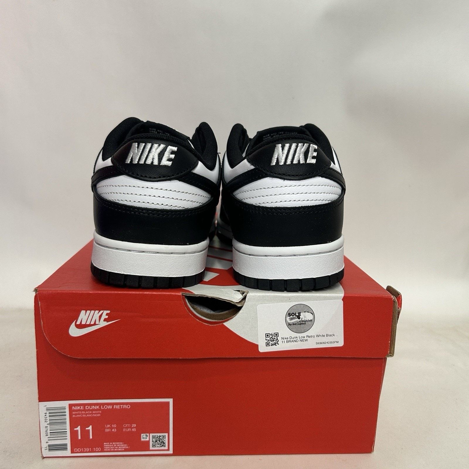 Nike Nike Dunk Low Retro “Black White/Panda” Size US 11 / EU 44 - 4 Thumbnail