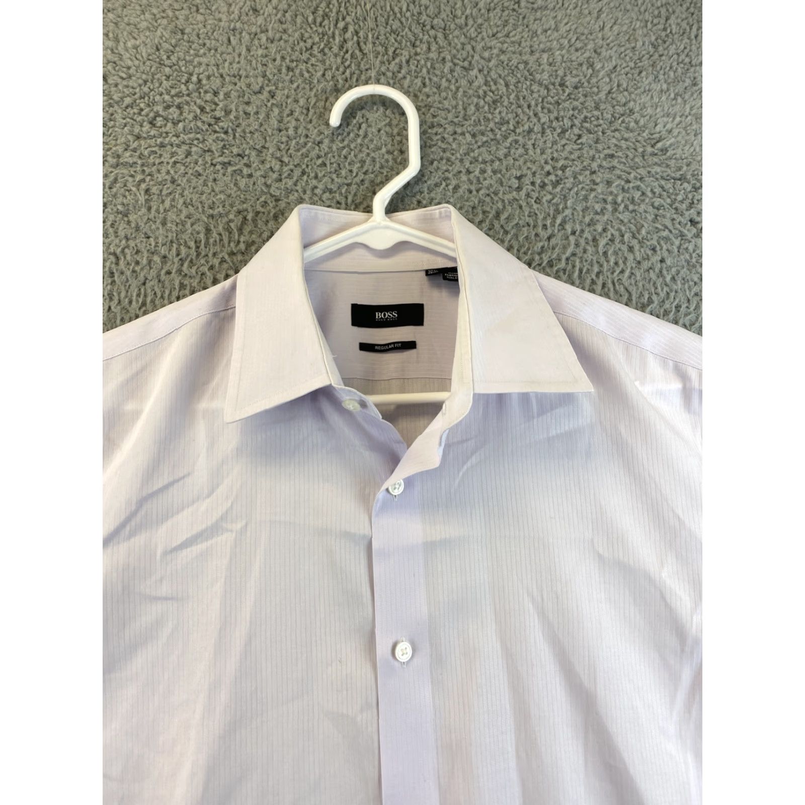 Hugo Boss HUGO BOSS Men's Slim Fit Dress Shirt 16.5 34/35 Light Pink 88-24 Regular Size 16.5 Kent Collar Square Cuff Size 42R - 4 Thumbnail