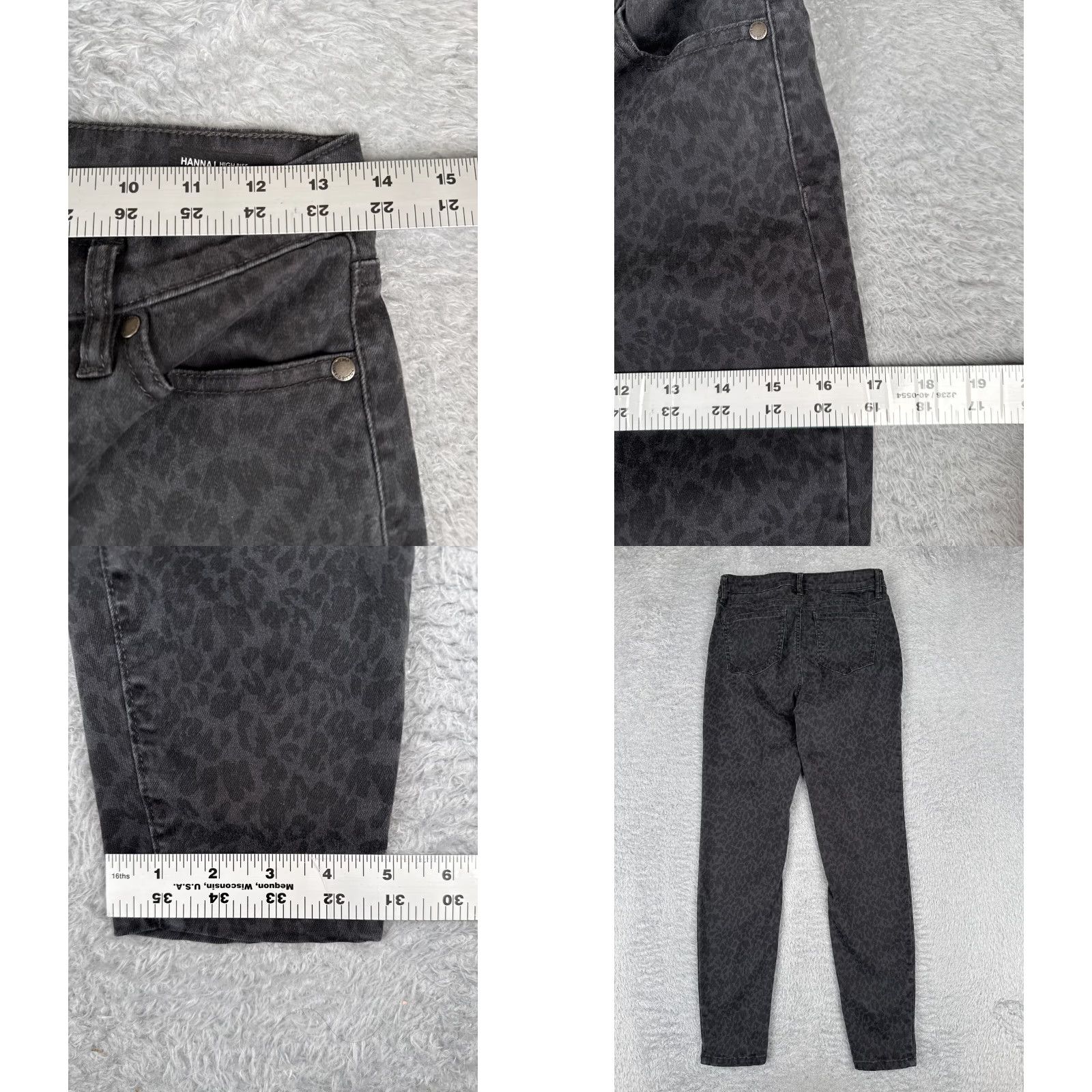 Buffalo David Bitton Buffalo Jeans Womens 4 Mid Rise Skinny 28x28 Black Gray Leopard Hanna High Skinny 28in Inseam 28in 5-Pocket Denim Cotton Blend Machine Washable Womens Size 27" / US 4 / IT 40 - 9 Thumbnail