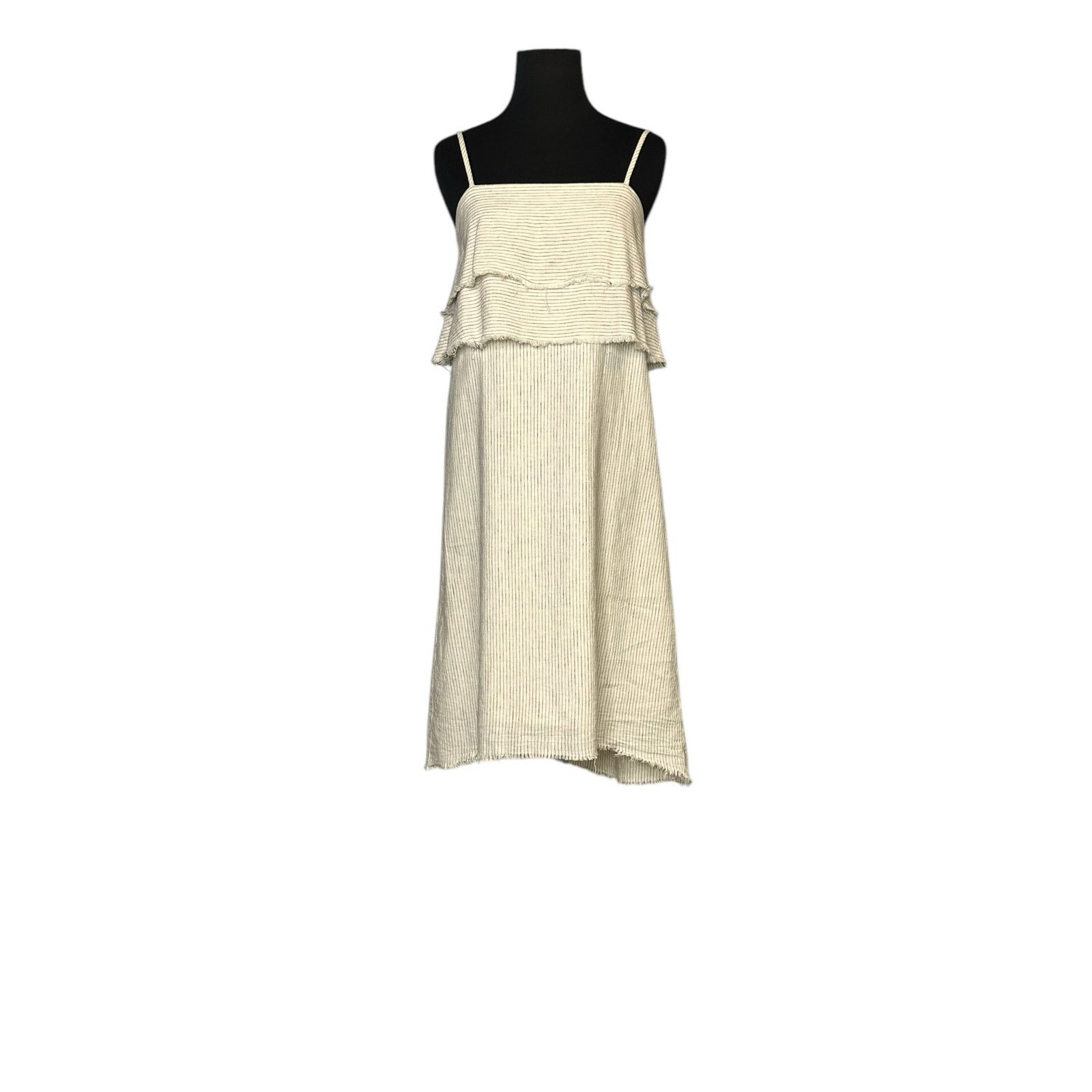 Zara ZARA Rustic Cream Pinstripe Linen Cami Dress size XS Size XS / US 0-2 / IT 36-38 - 10 Thumbnail