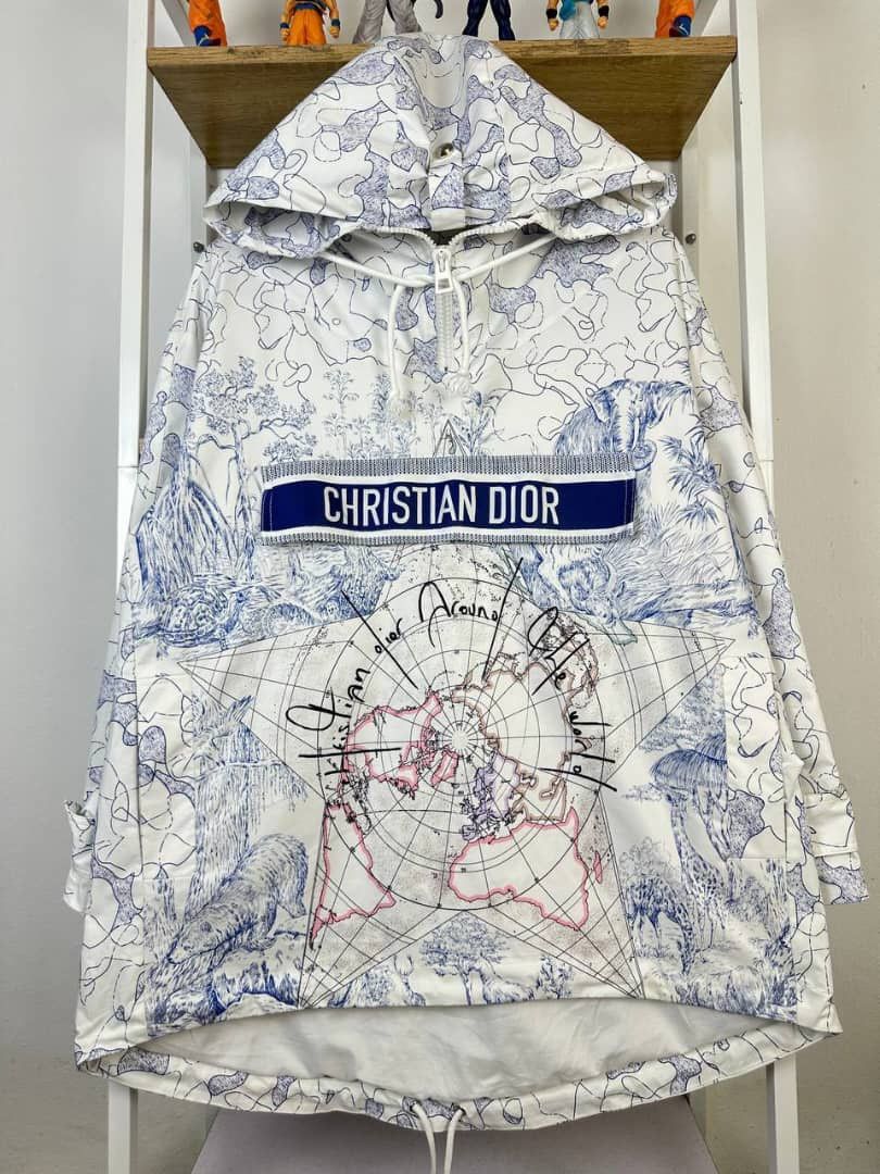 Christian Dior Monsieur White and Blue Printed Around The World Anorak Coat S, 2020 Size US M / EU 48-50 / 2 - 1 Thumbnail