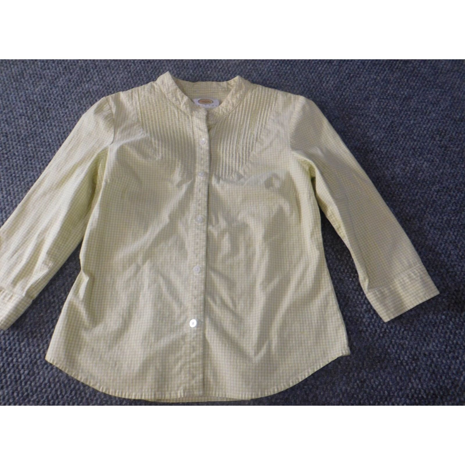 Talbots Talbots Womens Button-Up Plaid Blouse PM Petites Yellow Henley Sleeveless Rayon Casual Women Size M / US 6-8 / IT 42-44 - 2 Thumbnail