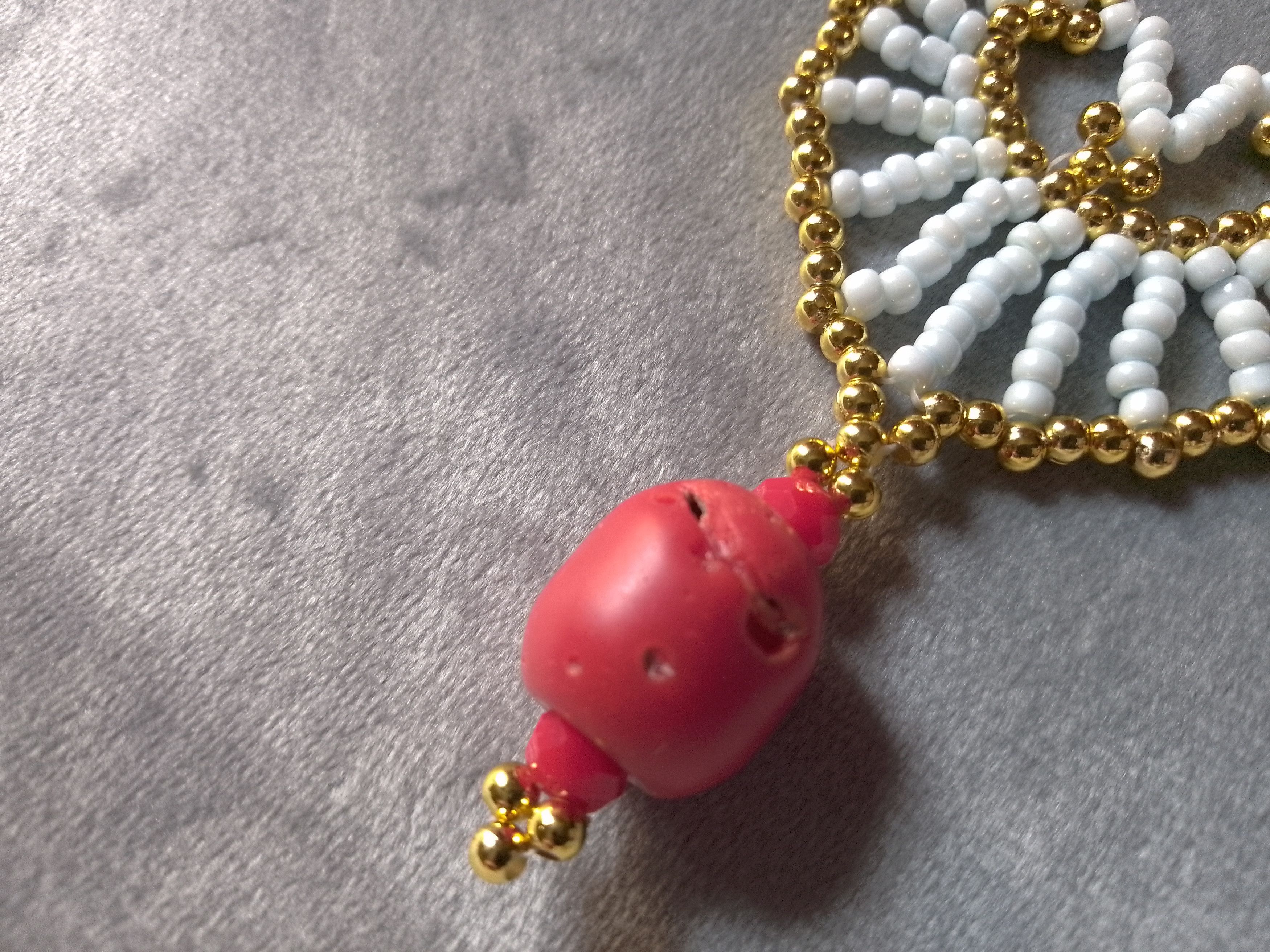 Handmade Elegant Necklace Red blue with natural coral stones Size ONE SIZE - 2 Thumbnail