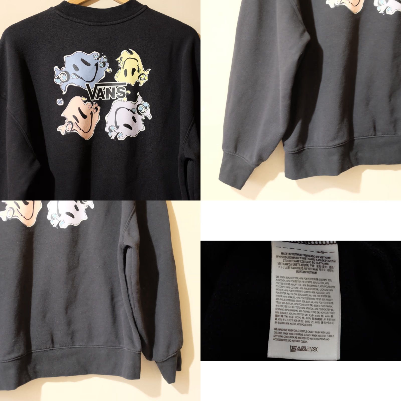 Vans Vans Sweatshirt Crewneck Black Pullover Men's M #H26-9 Size US M / EU 48-50 / 2 - 8 Thumbnail