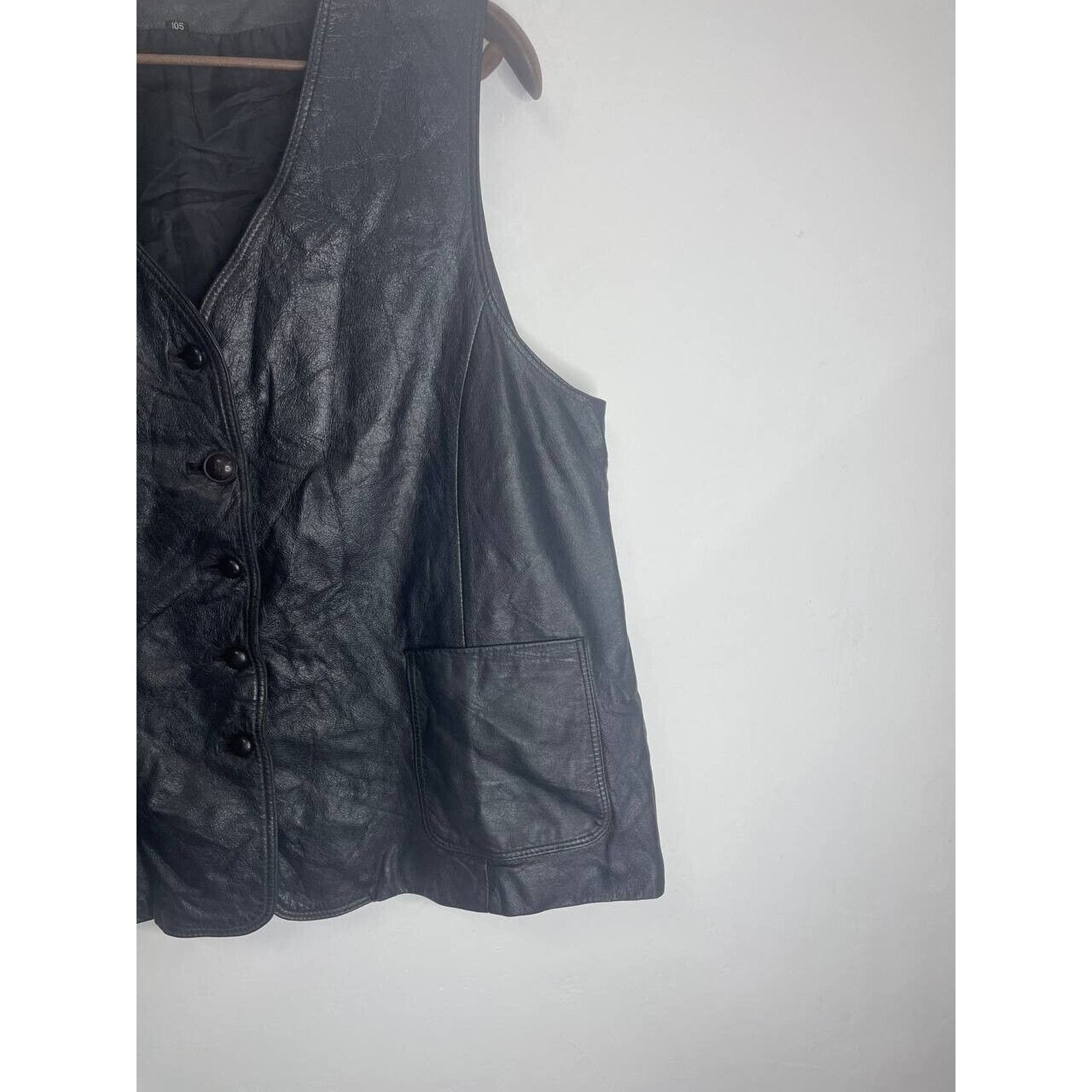 Vintage Vintage Black Leather Button-Up Vest Multi-Pocket Size L Size US L / EU 52-54 / 3 - 4 Thumbnail