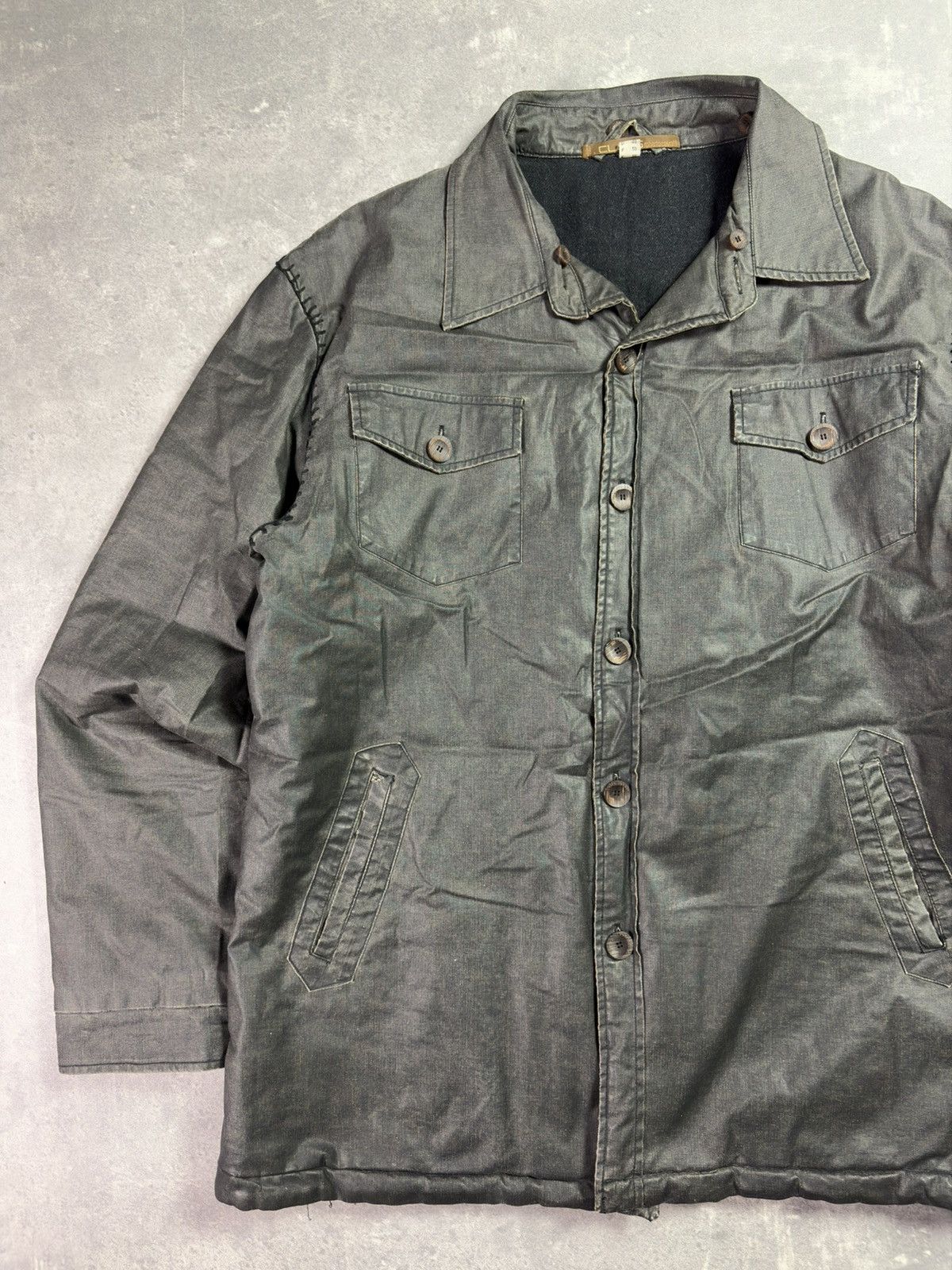 Roberto Cavalli 00s Class Roberto Cavalli Waxed Back Embroidery Jacket Coat Size US XL / EU 56 / 4 - 10 Thumbnail
