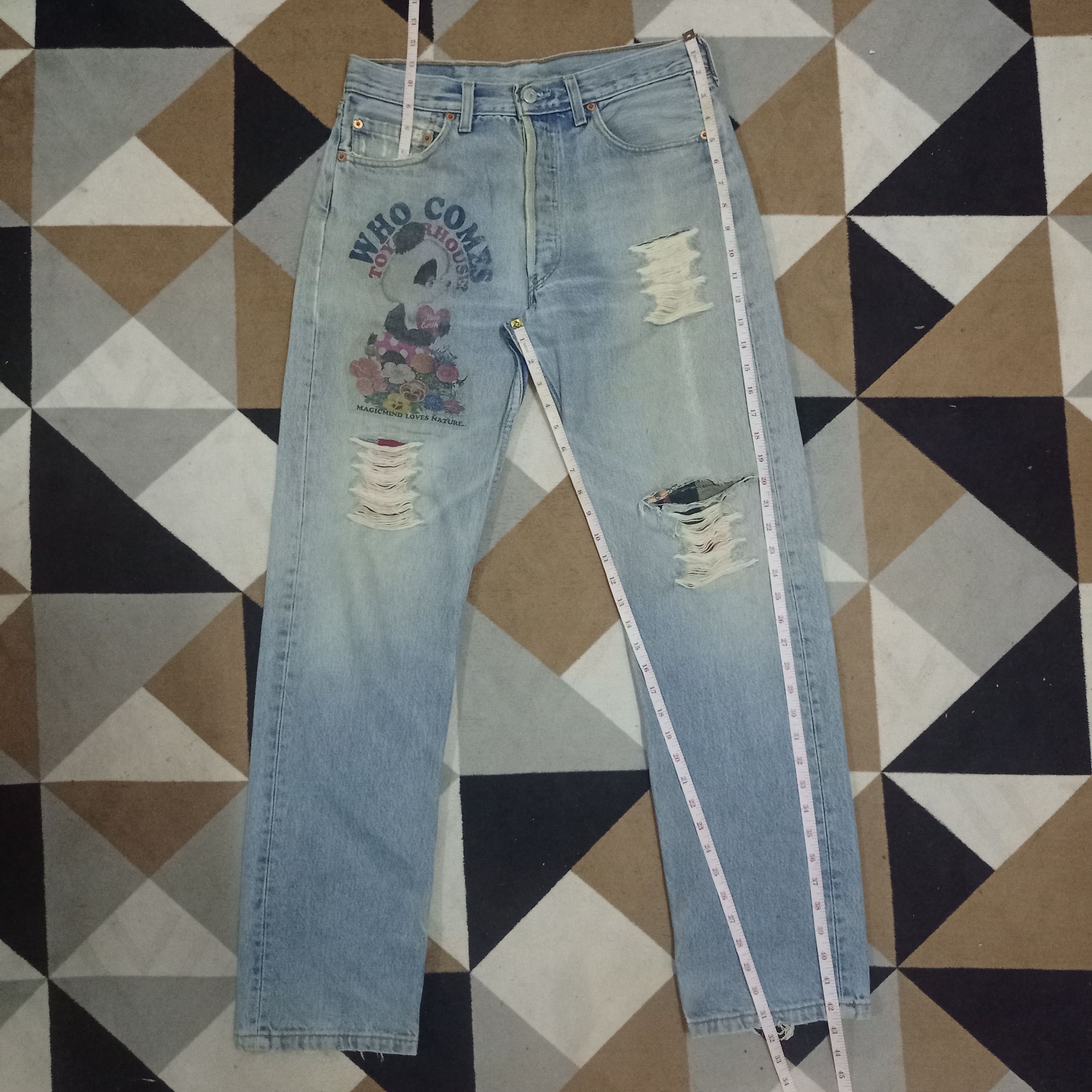 Levi's × Levi's Vintage Clothing UK Vintage 80s Levis 501 Graphic Print Style Loose Jeans Size US 31 - 12 Thumbnail
