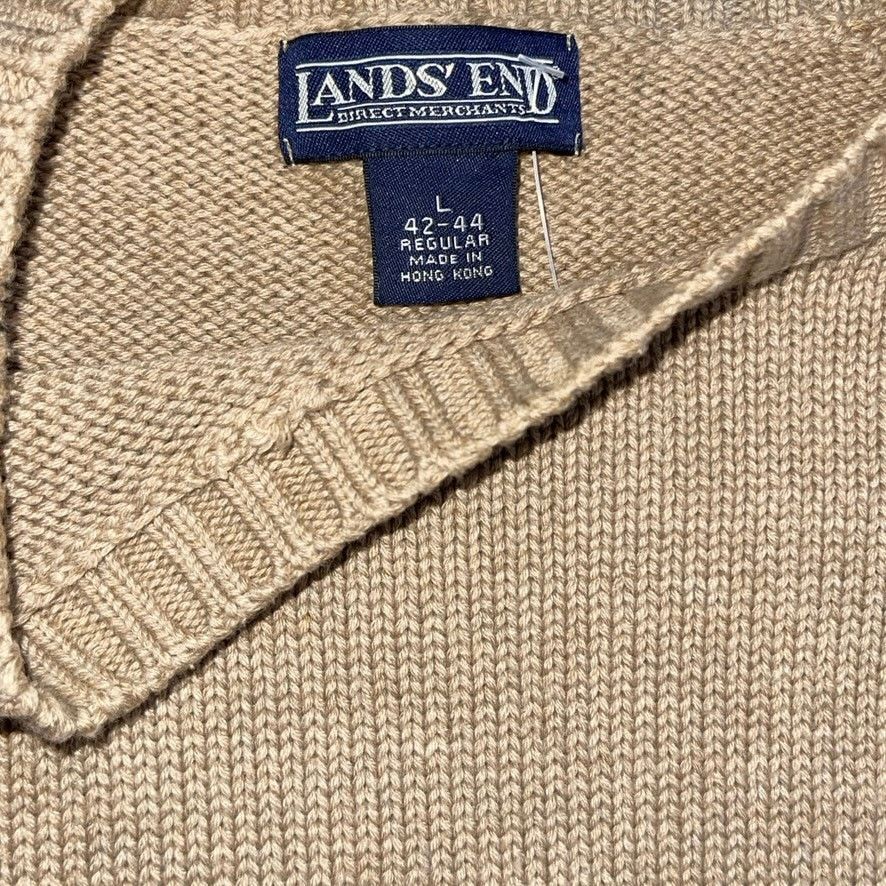 Lands' End Classic Crewneck Cotton Knit Sweater Beige Large GrandpaCore Size US L / EU 52-54 / 3 - 3 Thumbnail