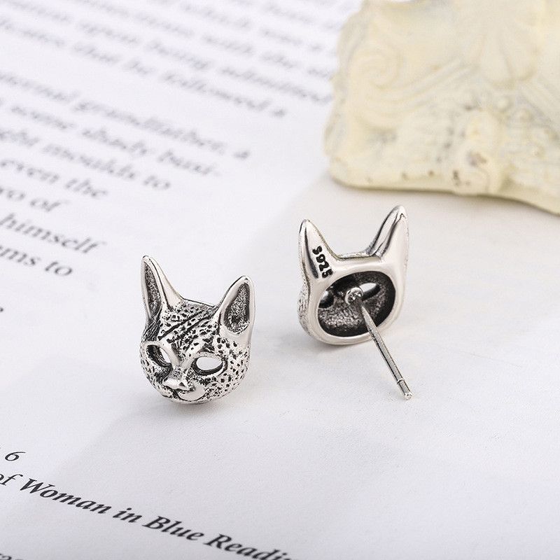 Jewelry Cat Retro Earrings One Pairs Chrome Jewelry Size ONE SIZE - 2 Thumbnail