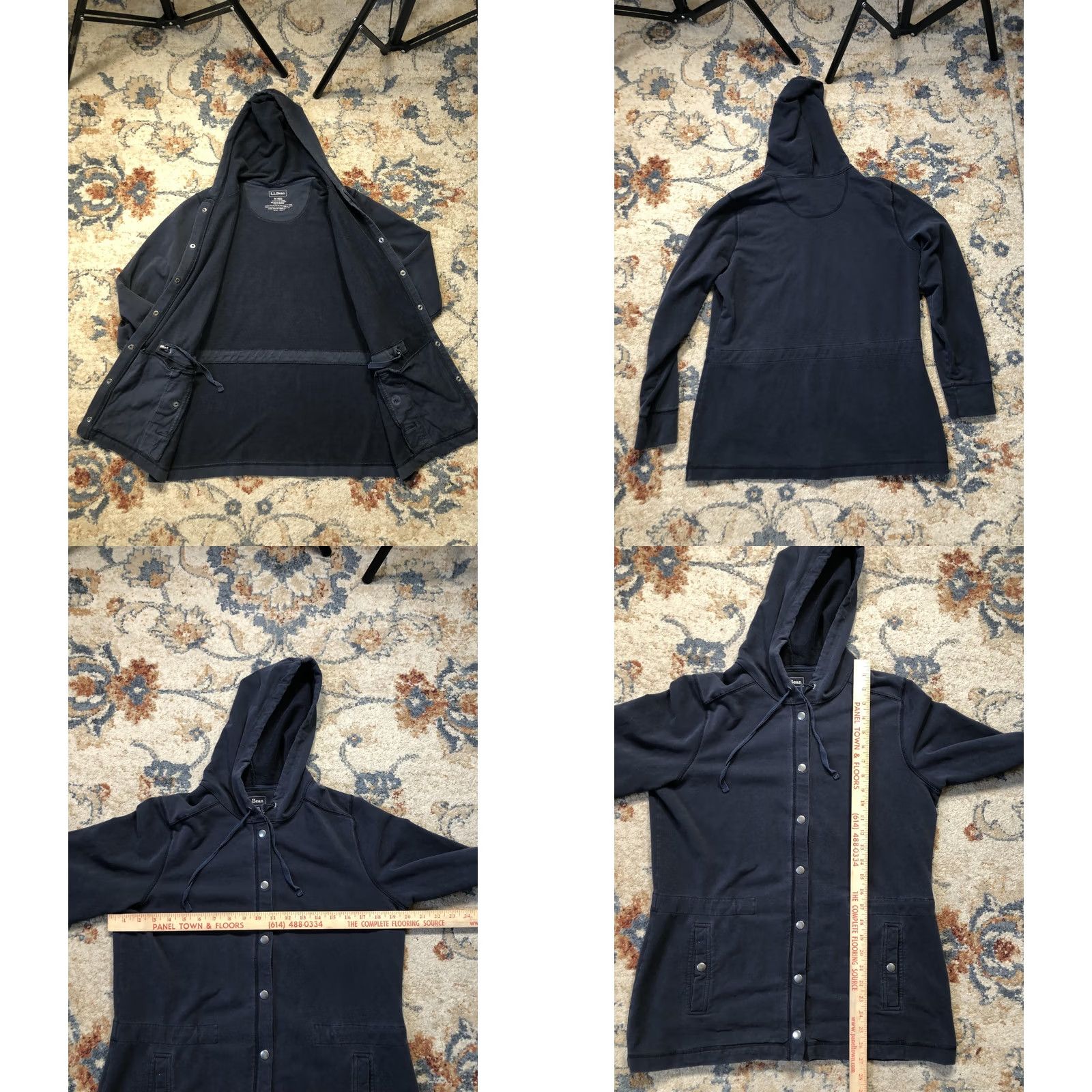 Vintage LL Bean Jacket Womens Medium Navy Blue Snap Front Hooded Long Cotton Blend Coat Size M / US 6-8 / IT 42-44 - 8 Thumbnail