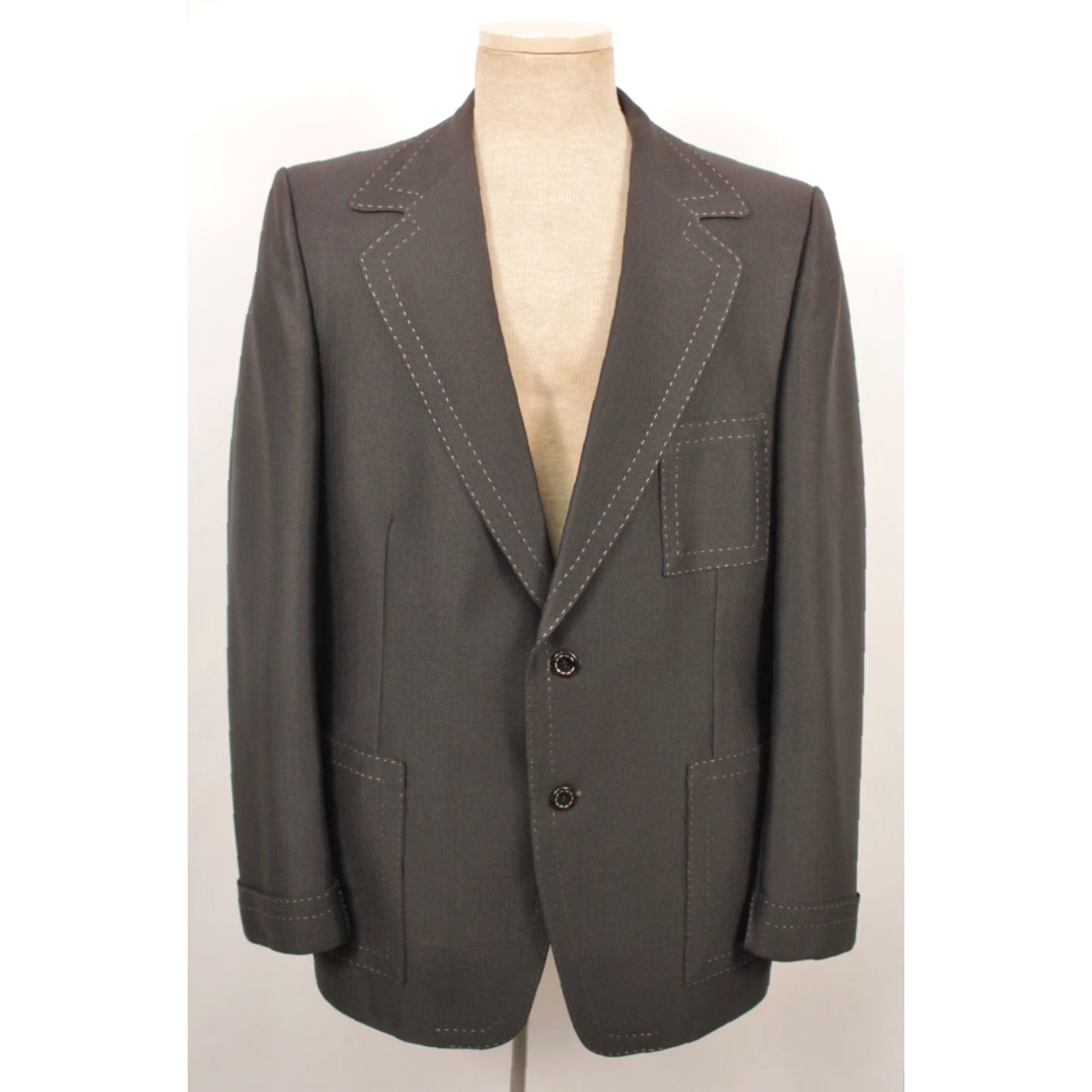 Vintage VINTAGE Mens VTG 70s 2 PC Black Polyester Leisure Suit W Tie Sz M 1970s Disco Size 40R - 5 Thumbnail