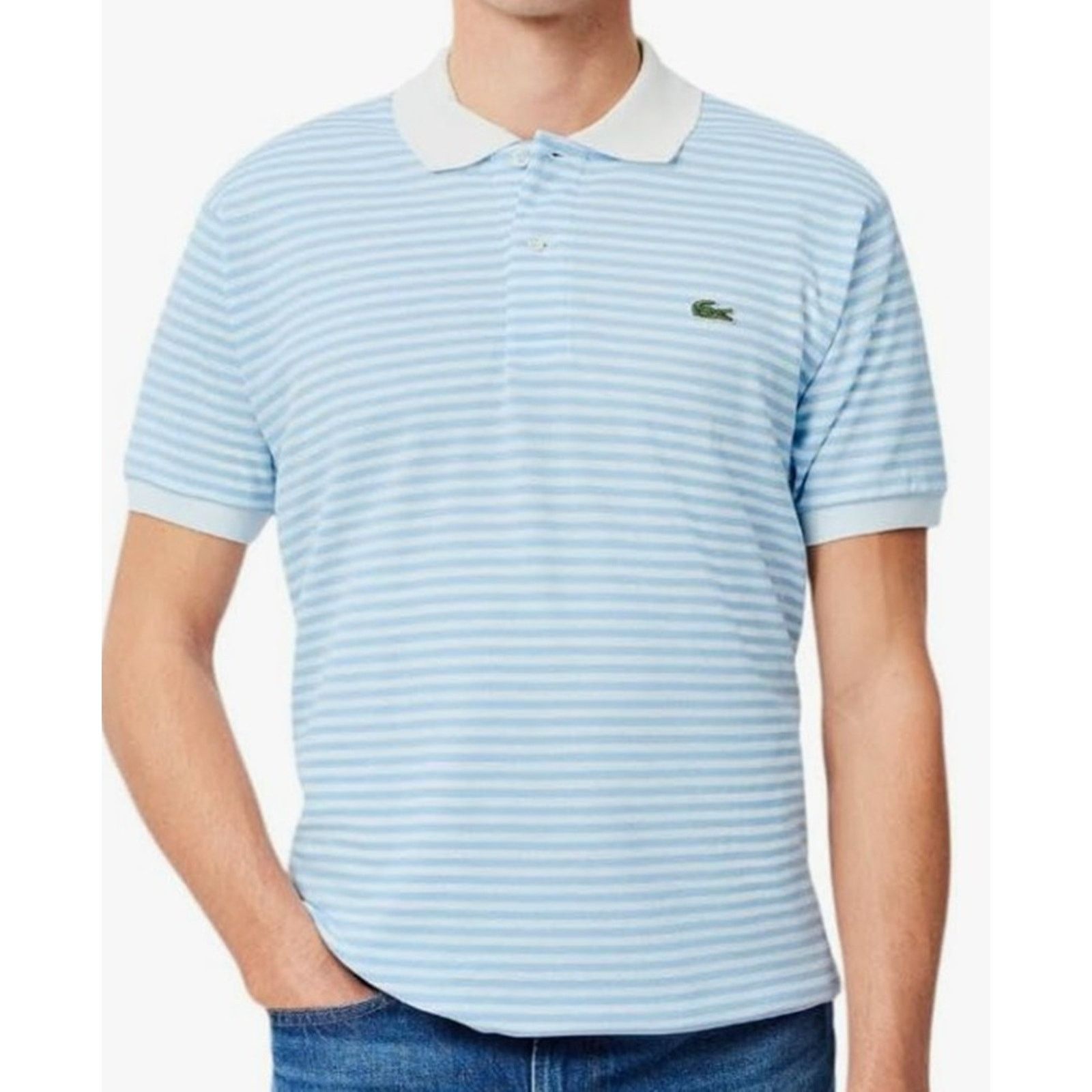 Lacoste Lacoste Men's Short Sleeve Classic Fit Stripped Polo 2XL Size US XXL / EU 58 / 5 - 1 Thumbnail