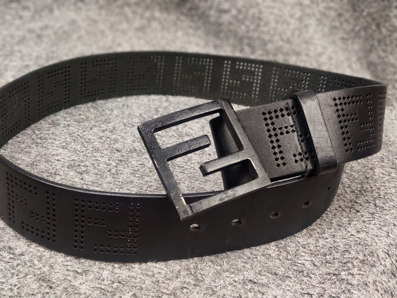 Fendi 🖤 Fendi FF zucca Logo authentic Leather Black Monogram Belt Size ONE SIZE - 3 Thumbnail