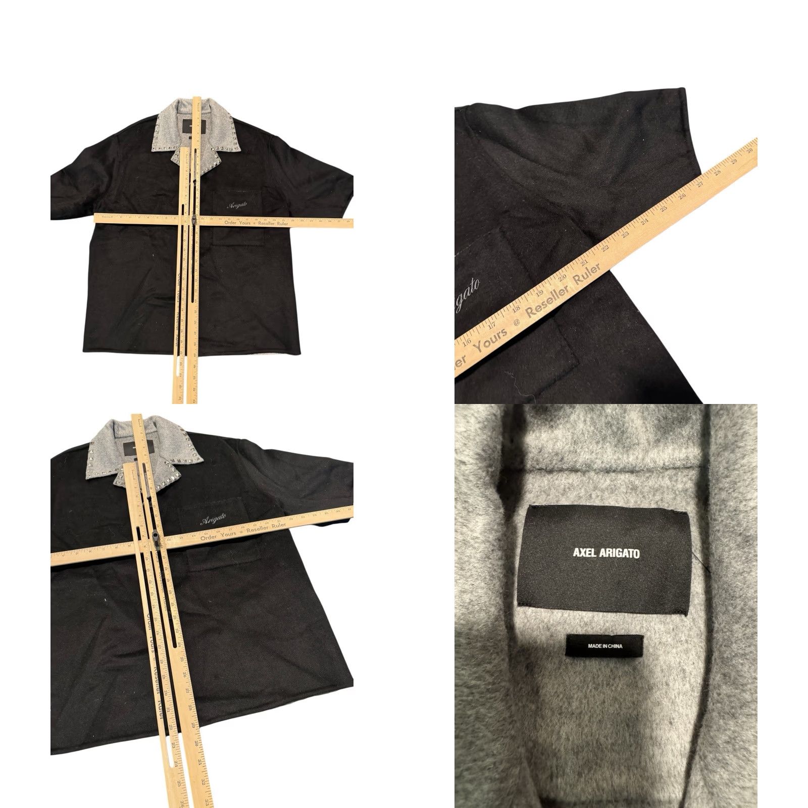 Axel Arigato AXEL ARIGATO Mens Shirt Holiday Dusty Black/ Grey Short Sleeve Wool Blend M Regular Button-Up Chest Pocket Casual Travel 80s Shirt Mens Size US M / EU 48-50 / 2 - 10 Thumbnail
