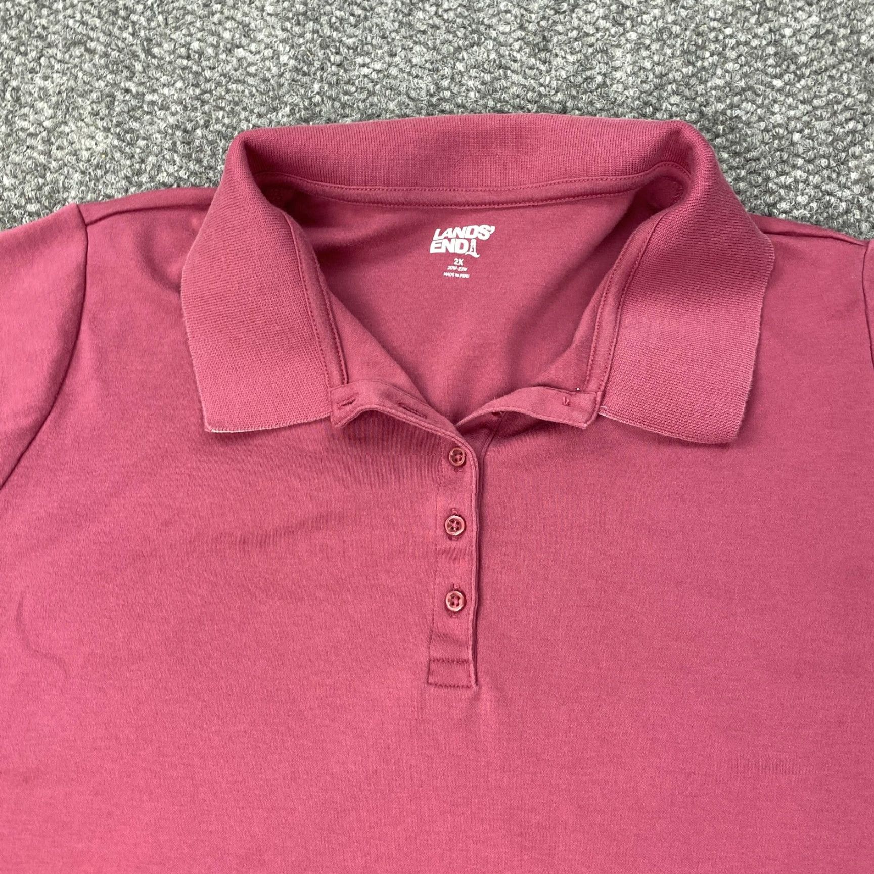 Lands' End Lands' End Polo Shirt Womens 2X Plus Rose Pink Short Sleeve 3 Button Cotton Polo Womens 2X Plus Pink Short Sleeve Solid Button Womens Size XXL / US 16-18 / IT 52-54 - 2 Thumbnail