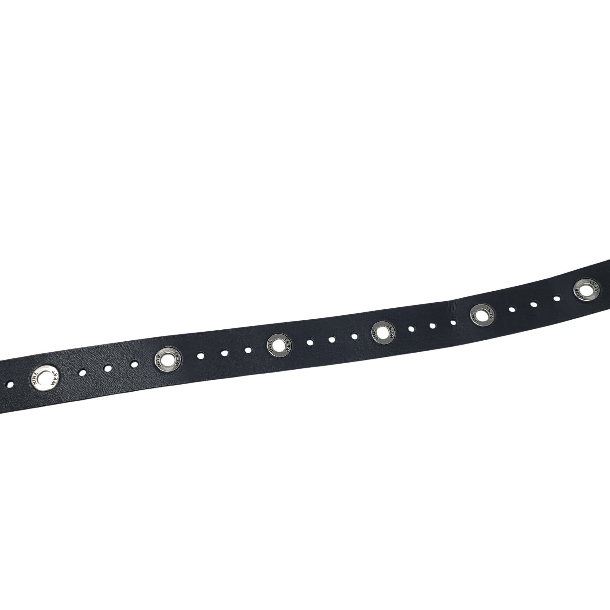 Nine West Womens Nine West Black Perforated Belt Sz XL Silver Logo Gro Size ONE SIZE - 8 Thumbnail