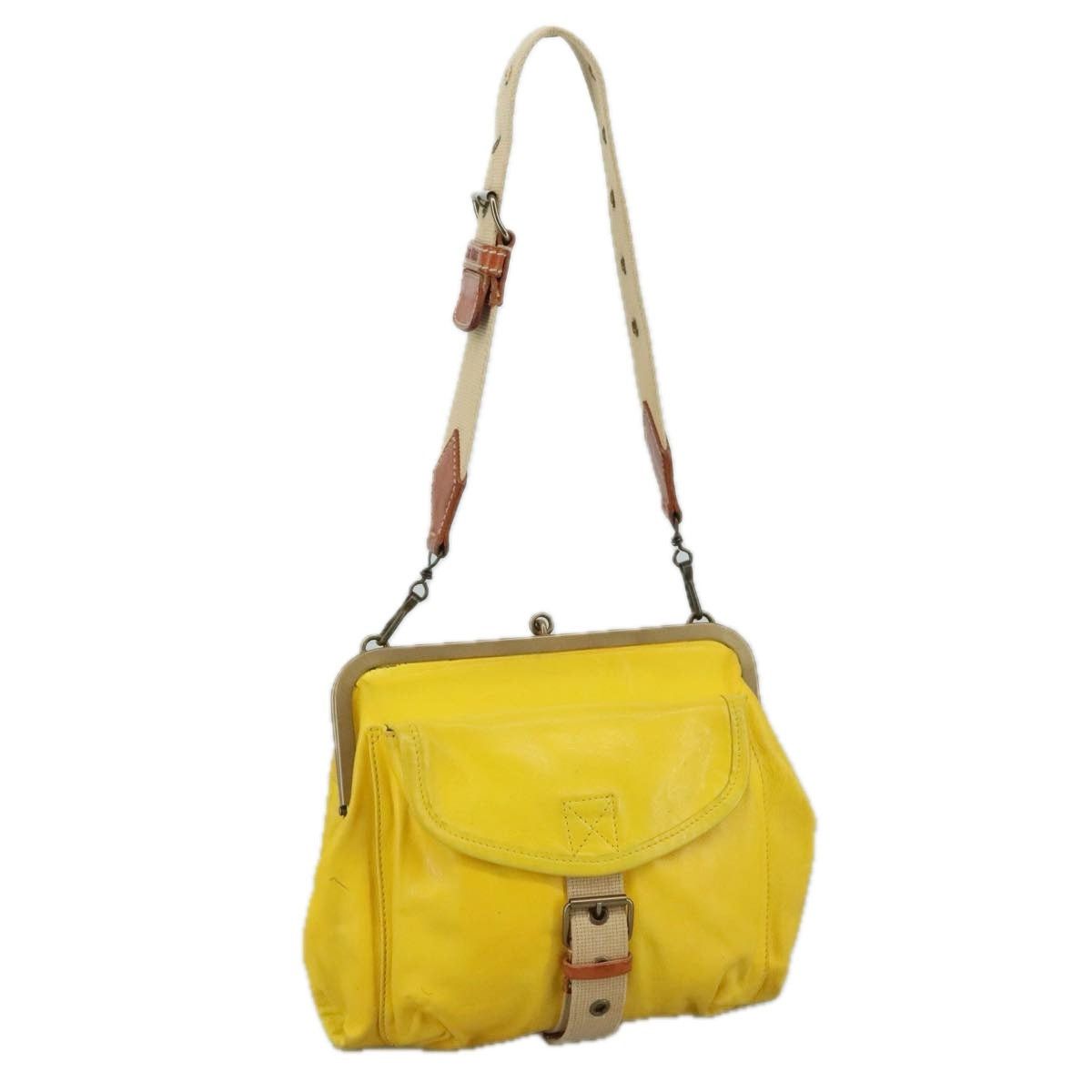 Miu Miu Miu Miu Shoulder Bag Leather Canvas Yellow Beige Size ONE SIZE - 1 Thumbnail