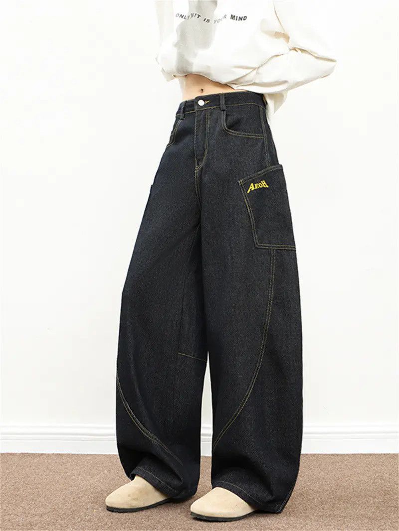 Japanese Brand Retro loose straight leg wide leg jeans Size US 32 / EU 48 - 3 Thumbnail
