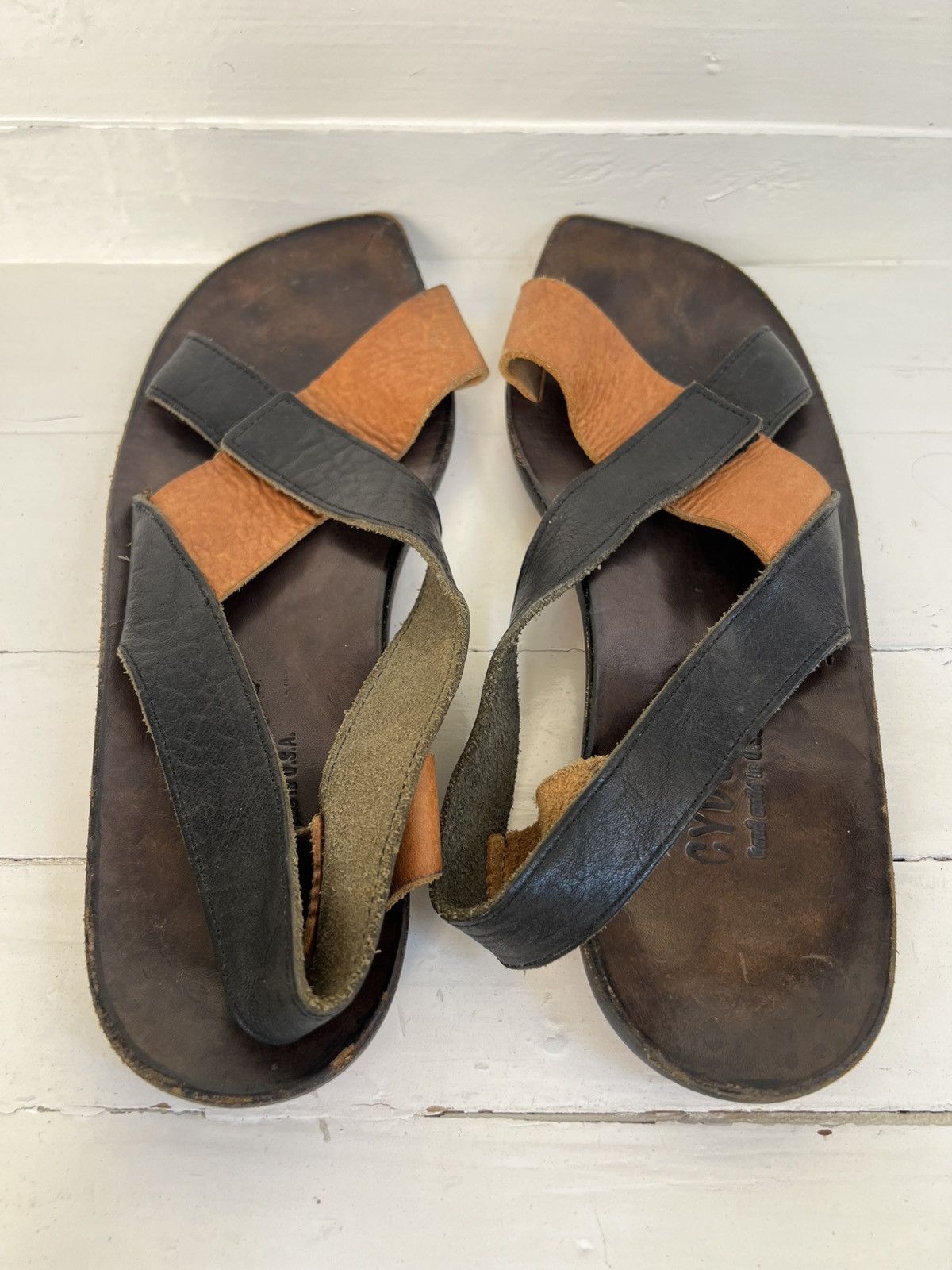 CYDWOQ Cydwoq Flat Casual Leather Sandals Black/ Brown Shoes Size US 10 / EU 43 - 7 Thumbnail
