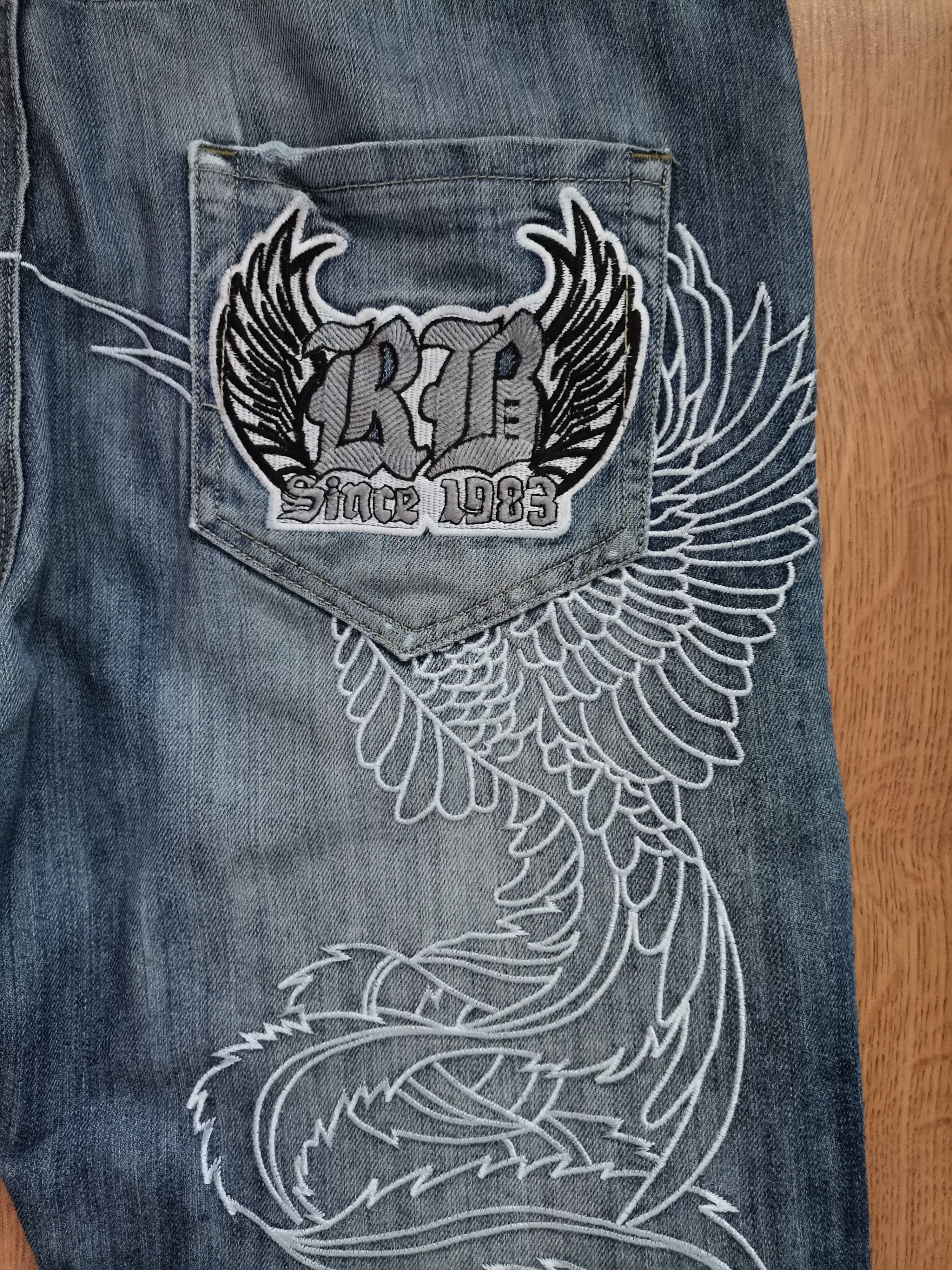 Vintage Vintage Raw Blue Embroidered Jeans Size US 36 / EU 52 - 2 Thumbnail