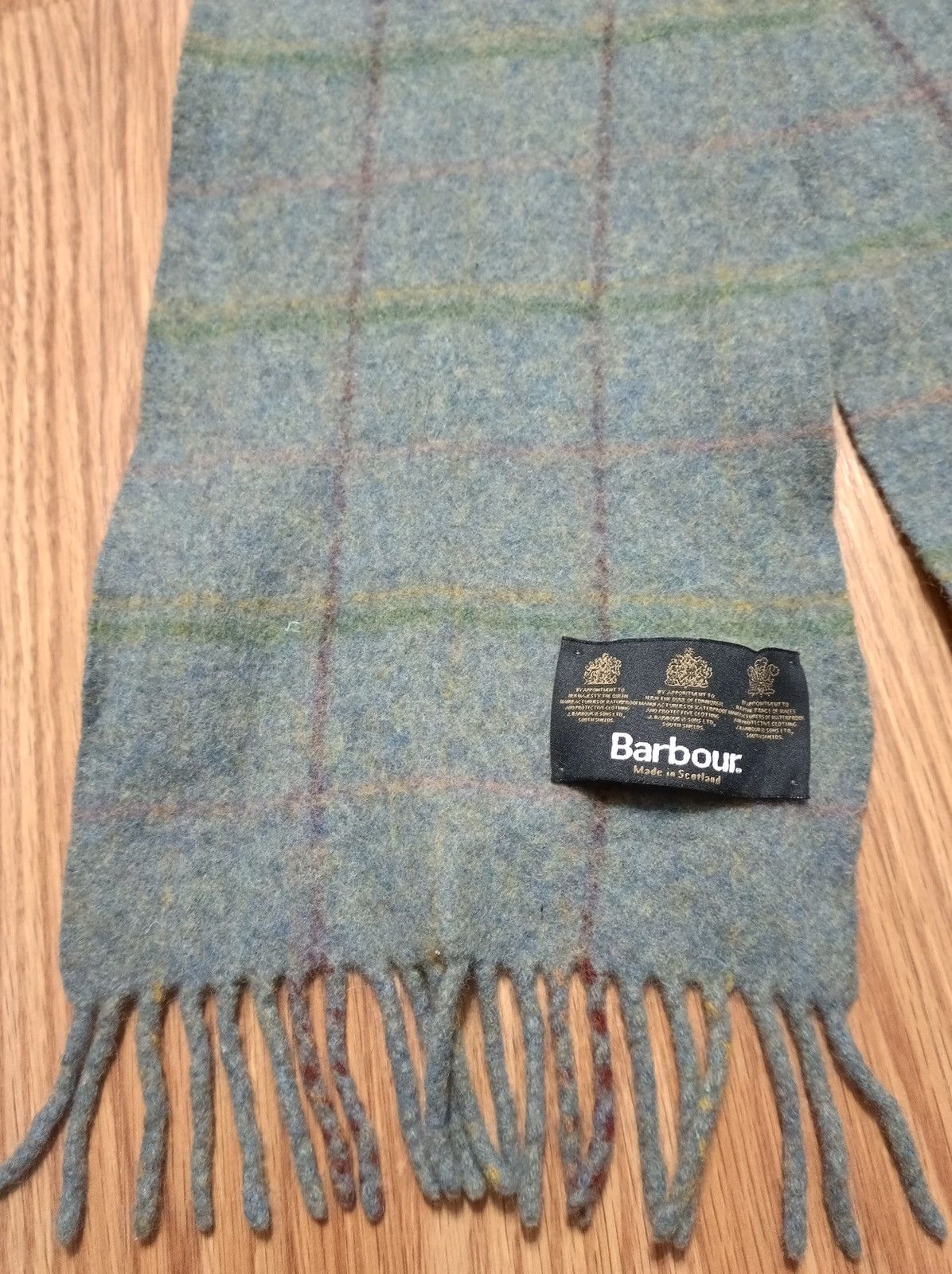 Barbour Vintage BARBOUR Scotland Lambs Wool Green Tartan Scarf Size ONE SIZE - 3 Thumbnail
