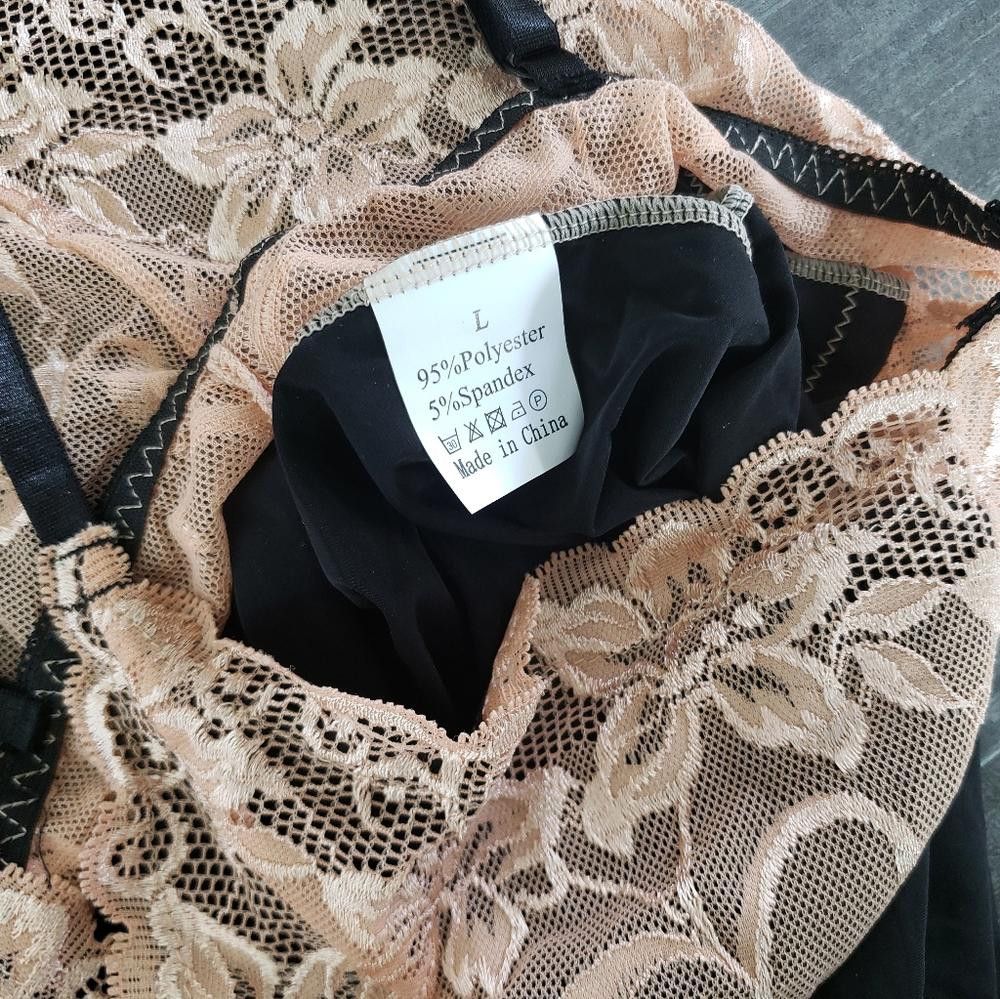 Designer Black Nude Laced Lingerie Nightie Size ONE SIZE - 3 Thumbnail