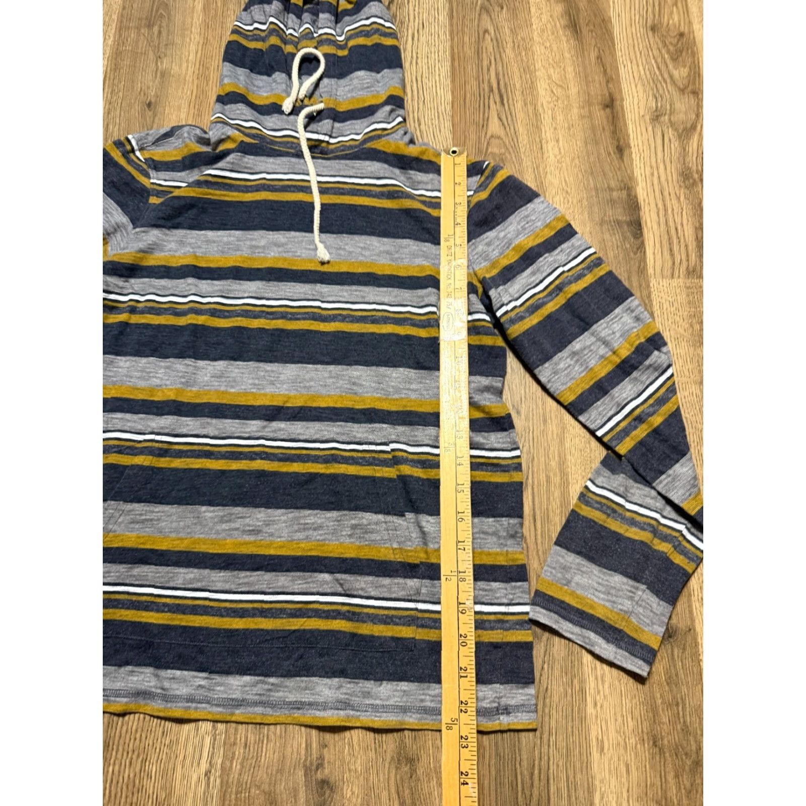 Vintage Urban Pipeline Shirt Men’s Small Blue Grey Yellow Striped Long Sleeve Hooded Size US S / EU 44-46 / 1 - 7 Thumbnail