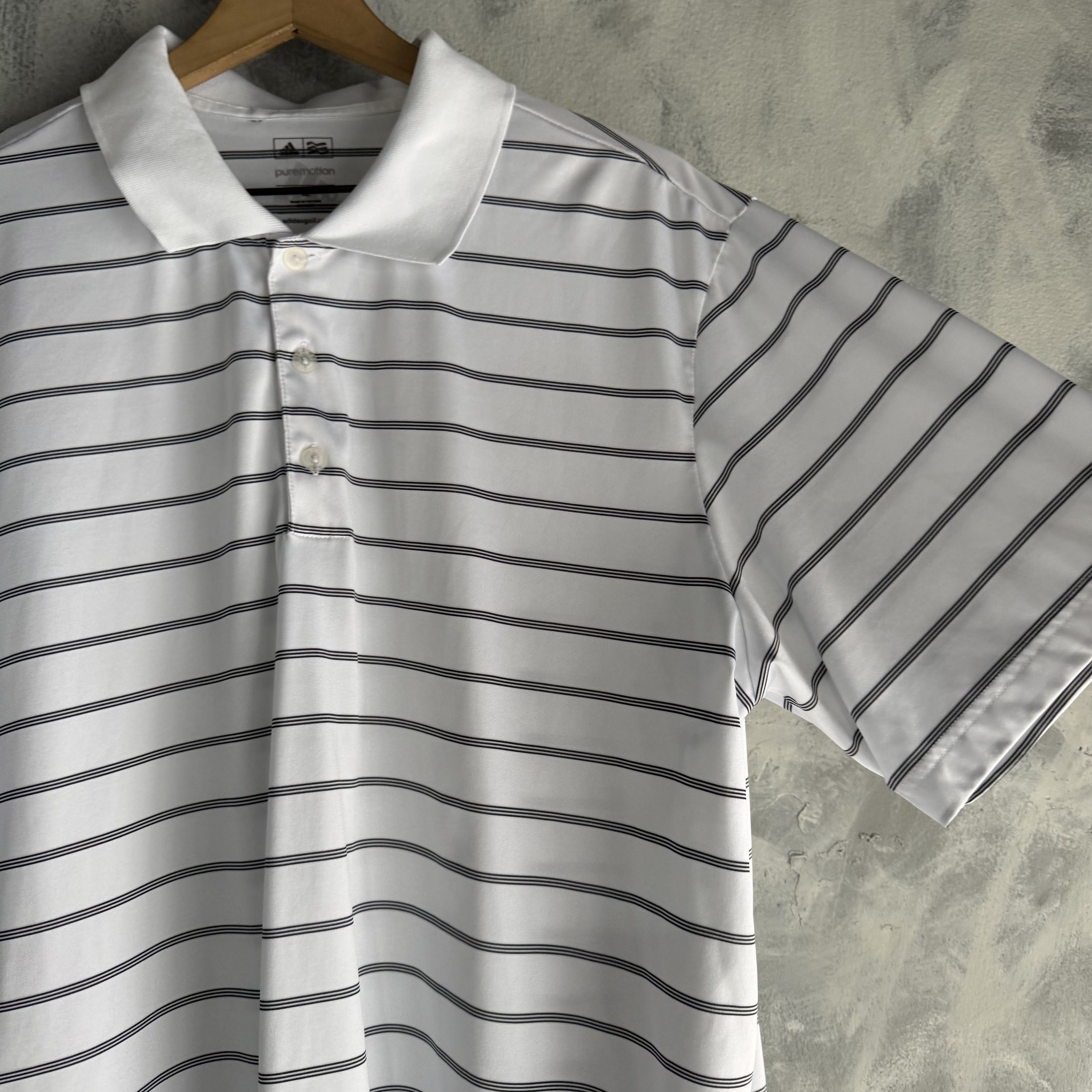 Adidas Adidas Golf PureMotion Polo T Shirt White & Black Size US XL / EU 56 / 4 - 3 Thumbnail