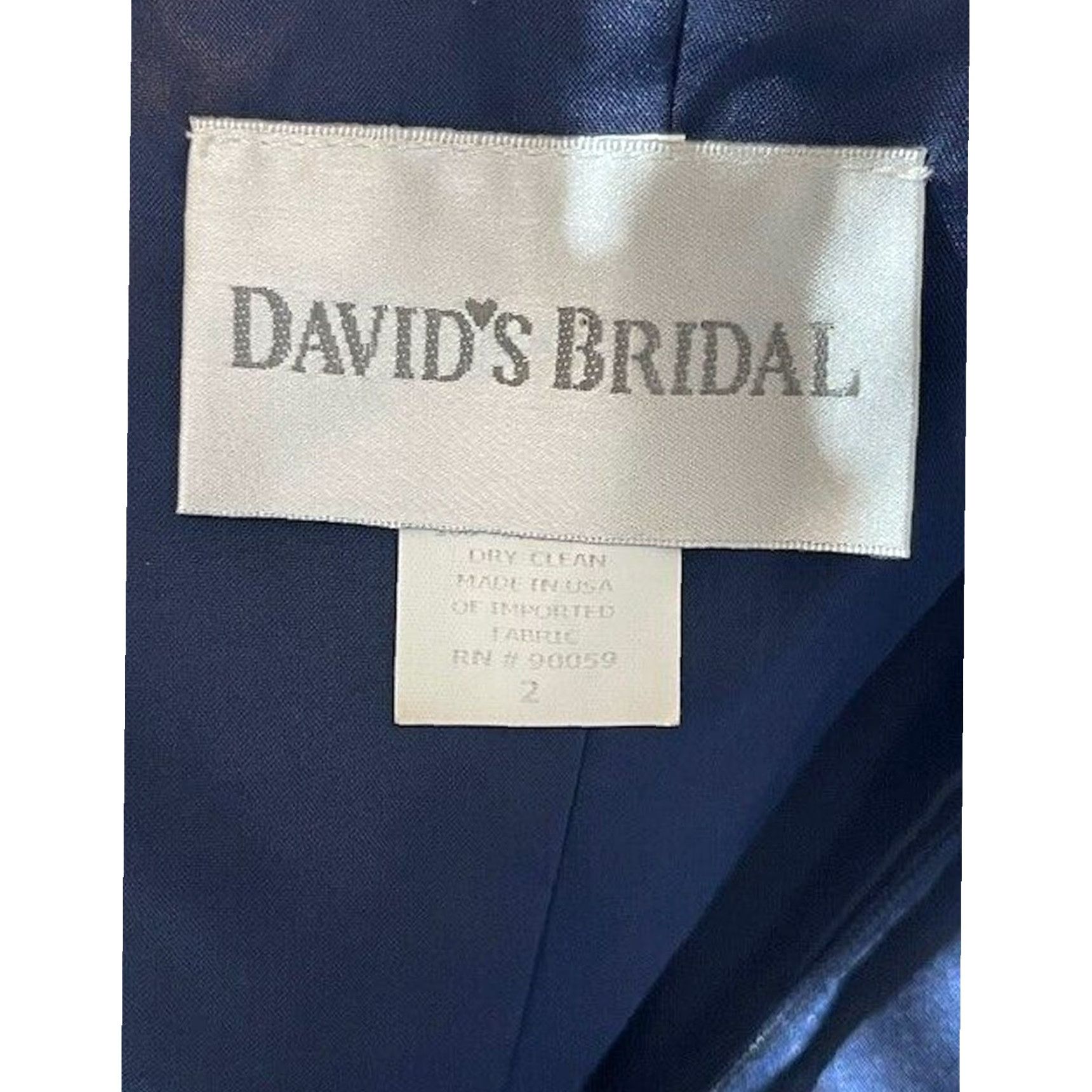 Vintage DAVID'S BRIDAL Strapless Satin Dress Prom Formal Cocktail Romantic Classic Size 2 Blue Sleeveless Polyester Regular Womens Size ONE SIZE - 7 Thumbnail