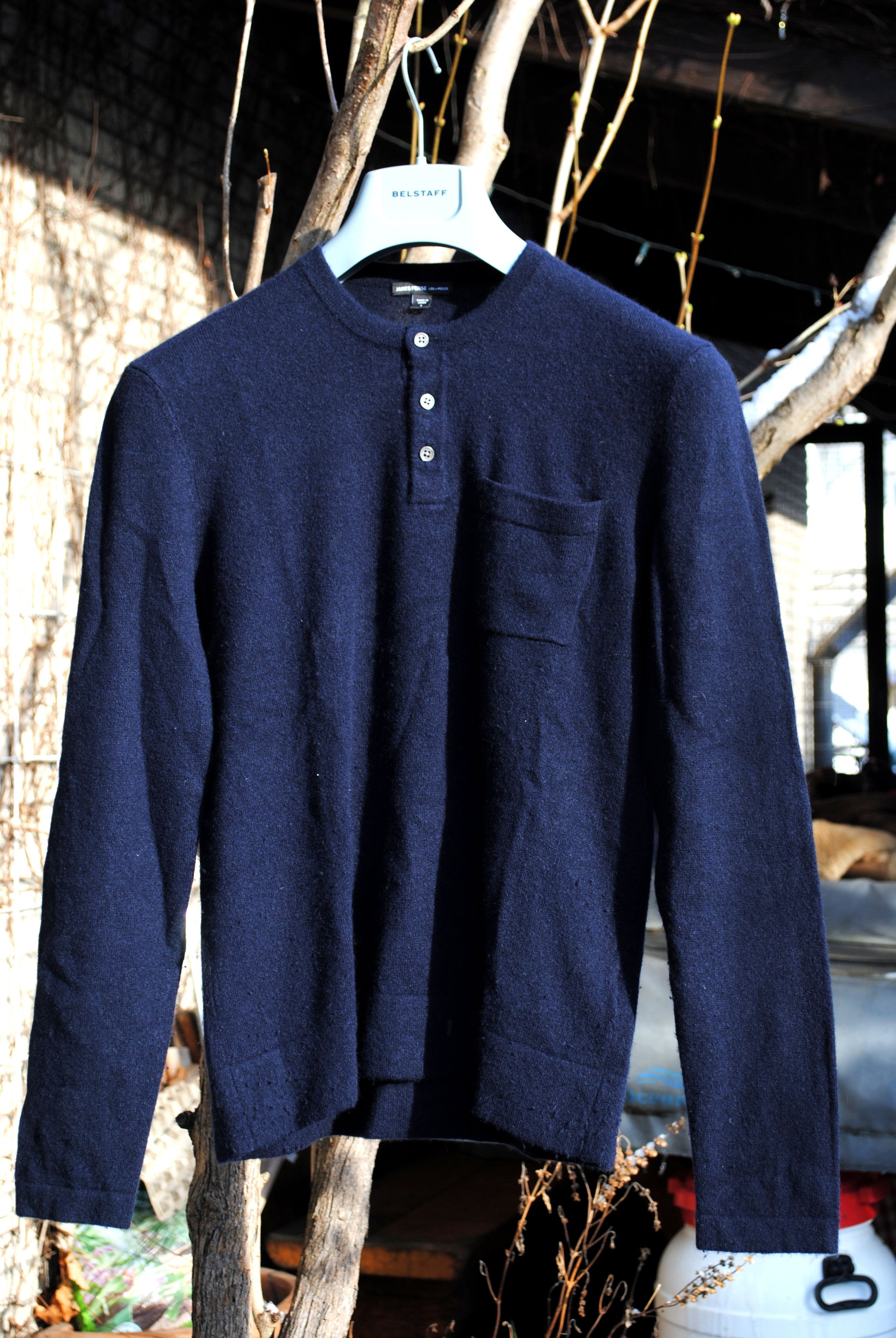 image of James Perse Navy Blue Cashmere Wool Sweater, Men's (Size Small)