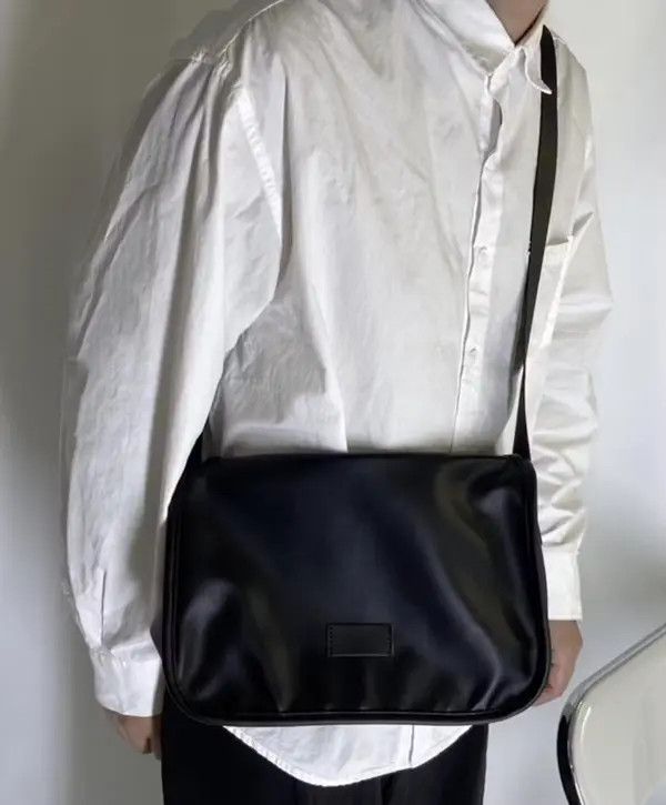 image of Fashion Y2K Faux Leather Shoulder Bag Messenger Bag in Black, Men's
