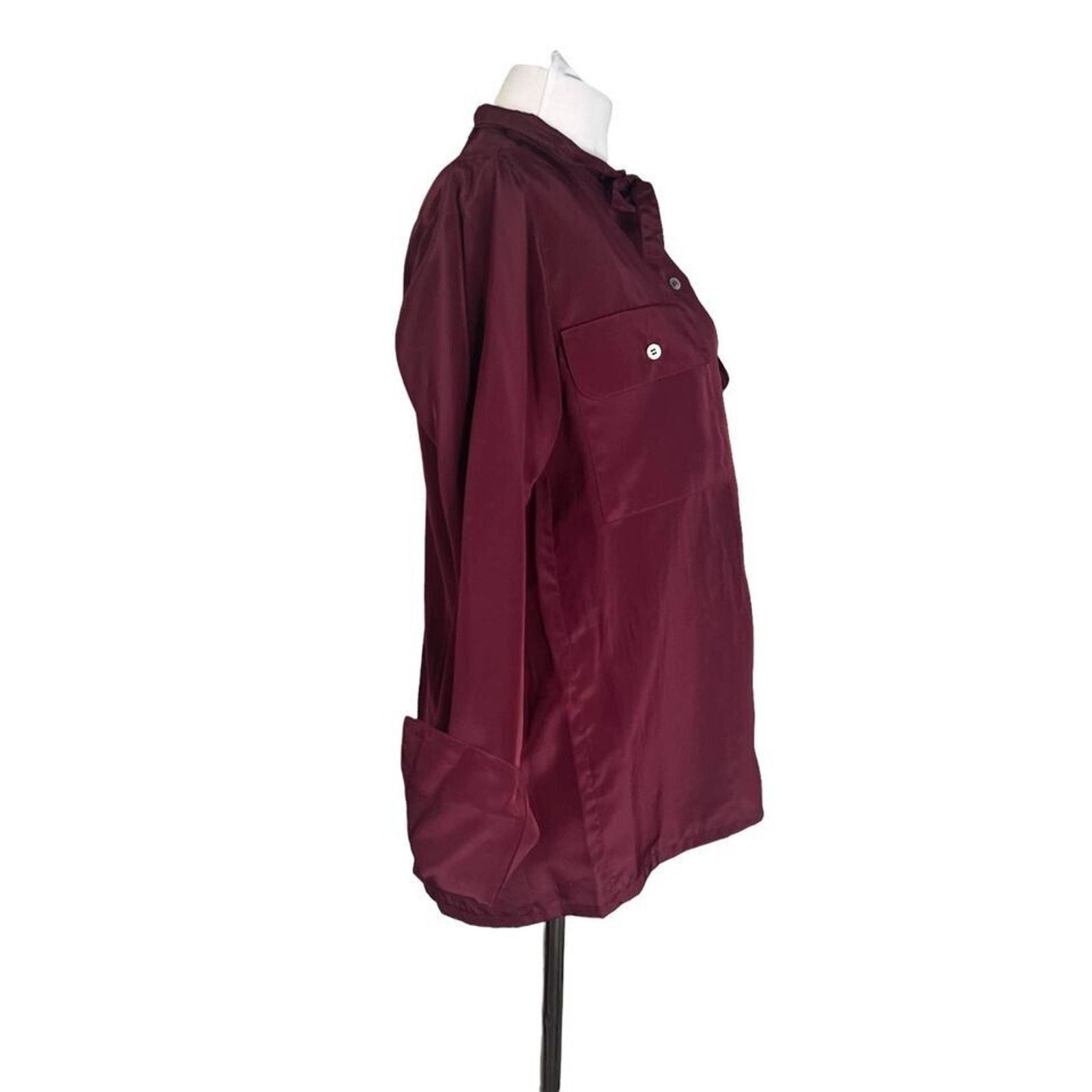 Vintage Vintage 80s Anne Pinkerton Burgundy Tie Neck Blouse M Size M / US 6-8 / IT 42-44 - 4 Thumbnail