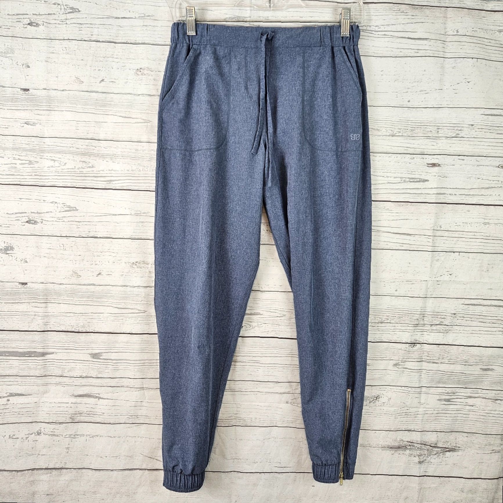 Vintage Albion Womens Jogger Pants XS Blue Drawstring Ankle Zip High Rise Size 26" / US 2 / IT 38 - 2 Thumbnail