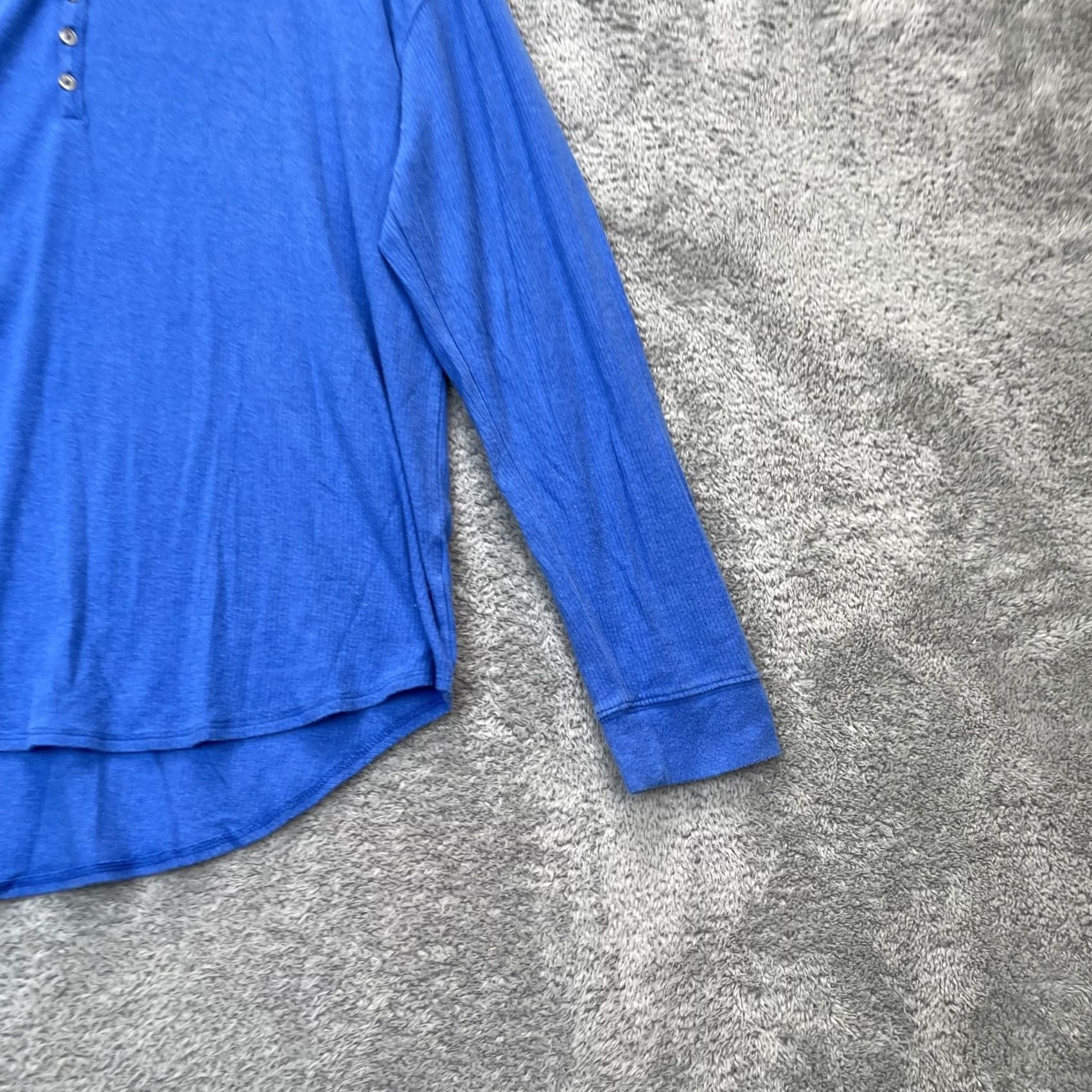 Gap Gap Top Womens XL Blue Love Fitted Rib Waffle Knit Henley Neck Casual Shirt T-Shirt Mens Women Girls Unisex Size XL / US 12-14 / IT 48-50 - 4 Thumbnail