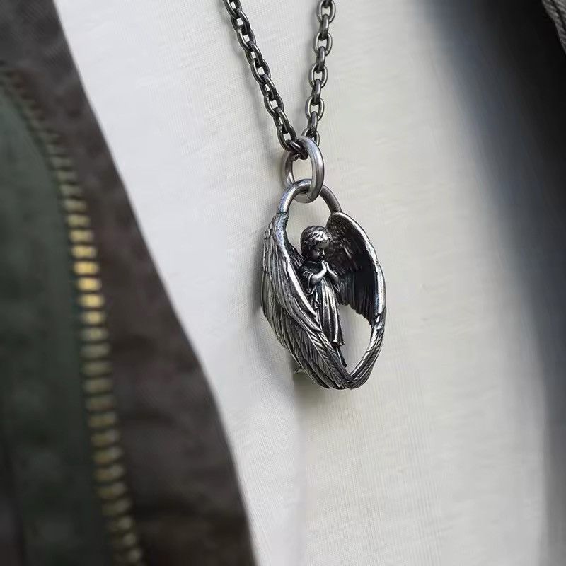 Jewelry Angel Decor Oval Pendant Necklace Chain Size ONE SIZE - 2 Thumbnail