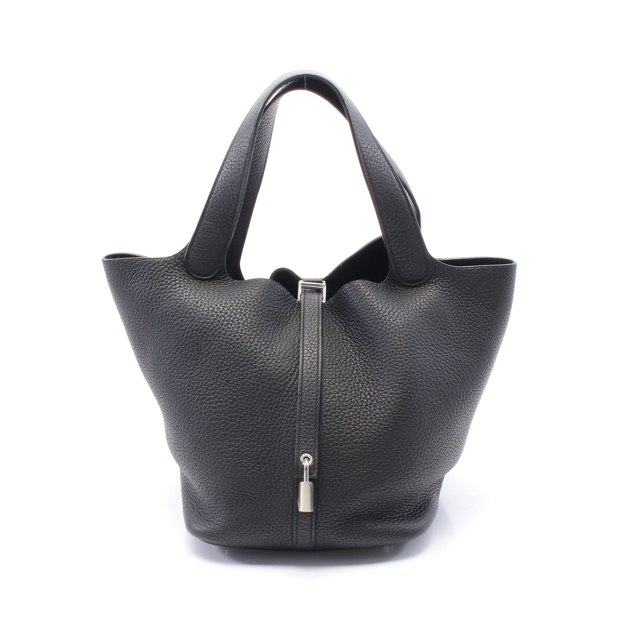 Hermes Hermes Picotane Lock Mm Handbag Clemence Leather Black Silver Hardware C Engraved Size ONE SIZE - 1 Thumbnail
