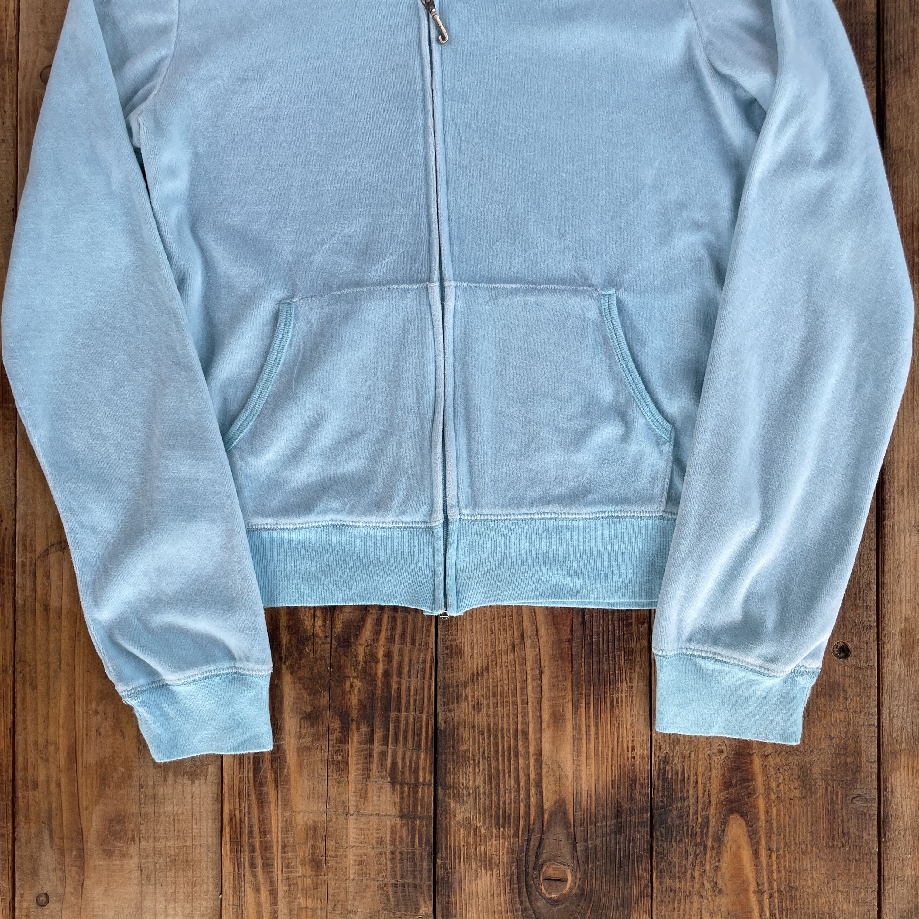 Juicy Couture Juicy Couture Blue Velour Cropped Zip Hoodie Size L Size L / US 10 / IT 46 - 5 Thumbnail