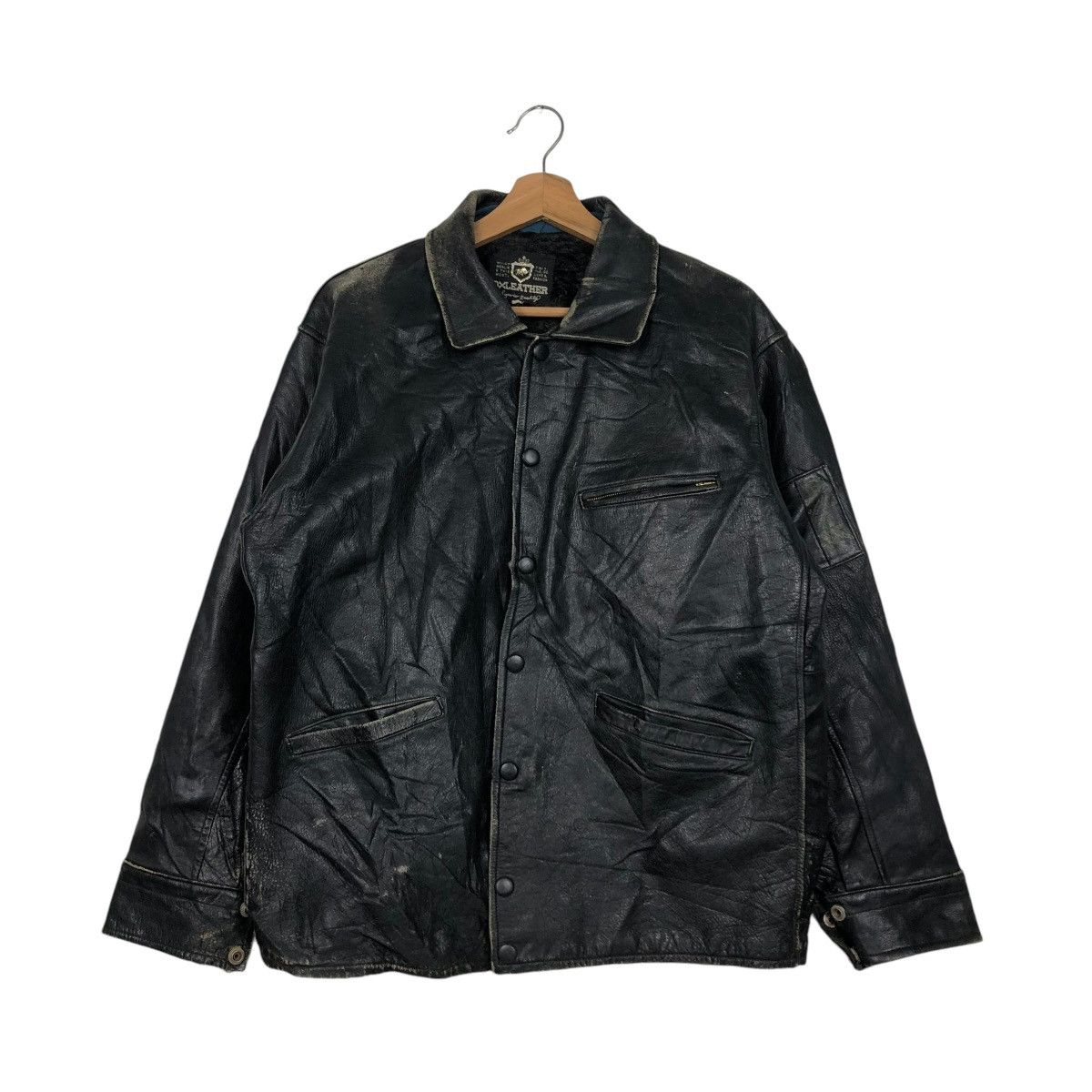 Japanese Brand 🔥VINTAGE 80’s BIKER LEATHER JACKET OXLEATHER FUR BLANKET Size US M / EU 48-50 / 2 - 3 Thumbnail