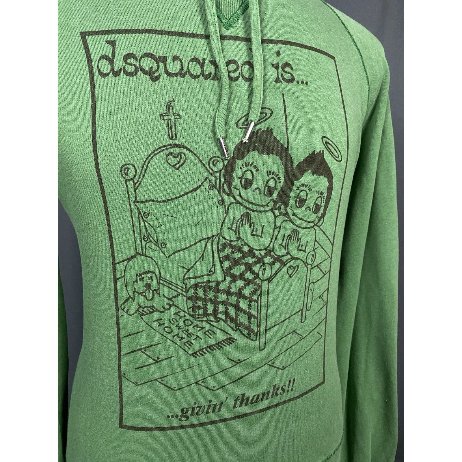 Dsquared2 Dsquared2 Giving Thanks 2000s Men's Green Distressed Hoodie Size US M / EU 48-50 / 2 - 8 Thumbnail
