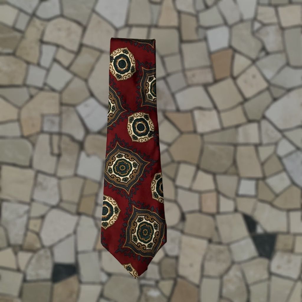 Vintage VINTAGE orici Tie Abstract Geometric Red Silk Mens Size ONE SIZE - 1 Thumbnail