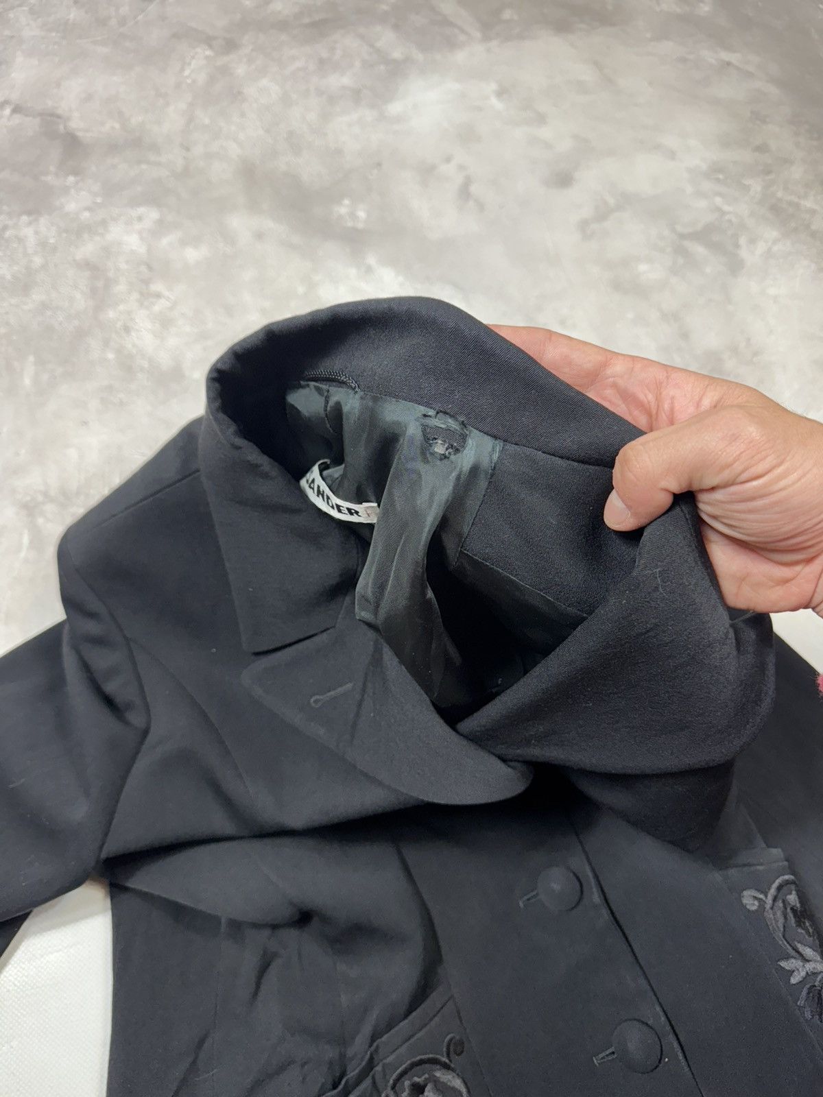 Jil Sander Vintage Jil Sander 80s Wool Embroidered Blazer West Germany Size XS / US 0-2 / IT 36-38 - 7 Thumbnail