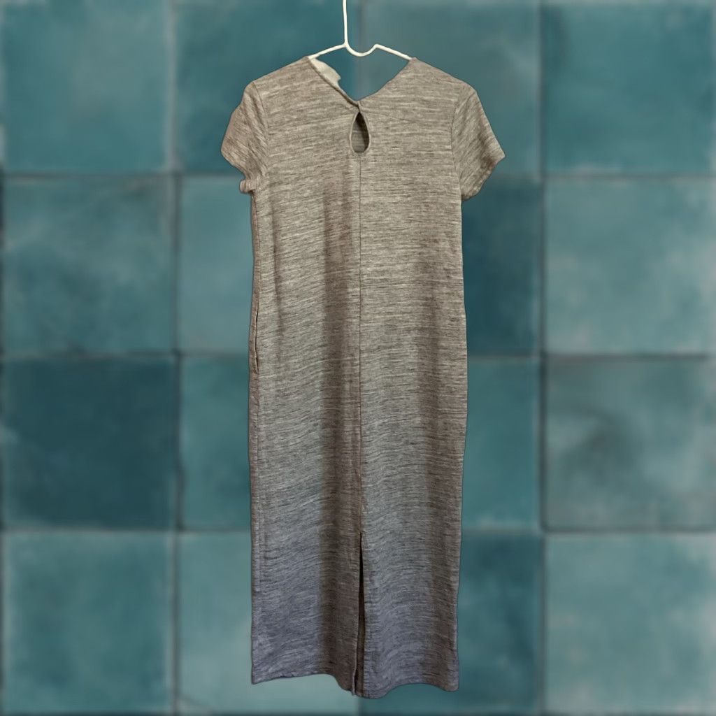 J. Jill J Jill Pure Jill Midi Dress Women S Heather Gray Short Sleeve Pockets Minimalist Size 28" / US 6 / IT 42 - 1 Thumbnail